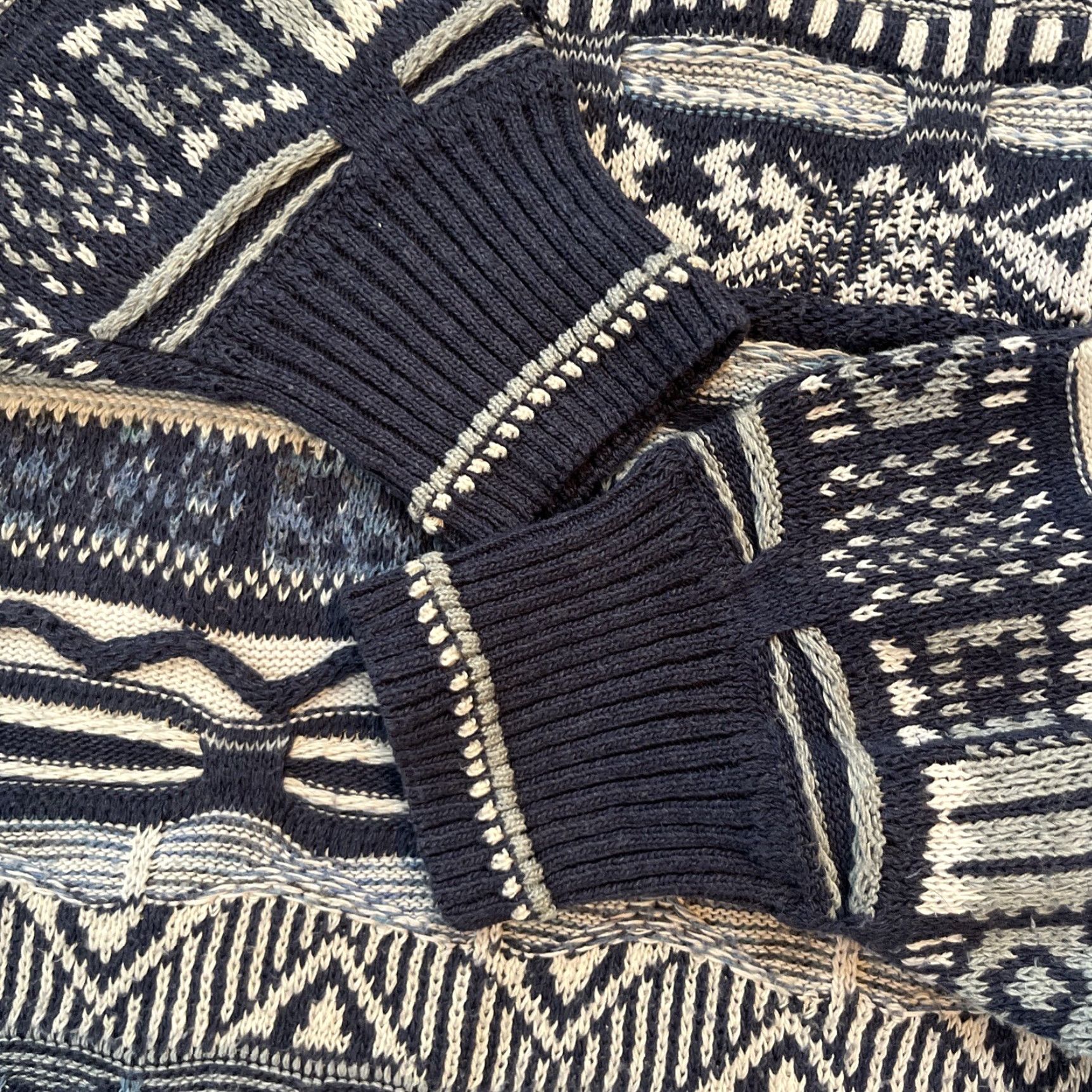 Vintage VINTAGE Florence Tricot Sweater Shirt Mens 2XL Blue White Gray Striped Collared 3D Textured Pullover Knit 90s Hip Hop Size US XXL / EU 58 / 5 - 7 Thumbnail