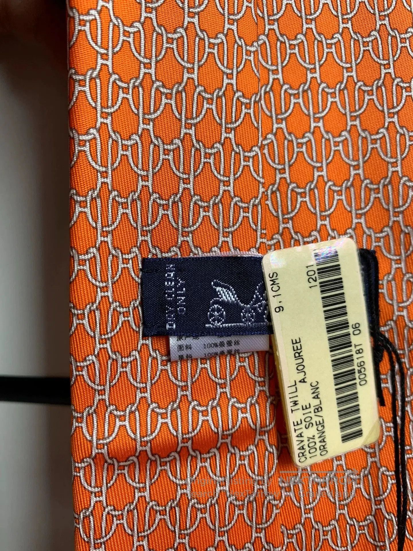Hermes Hermès Orange Silk Tie. Size ONE SIZE - 5 Thumbnail