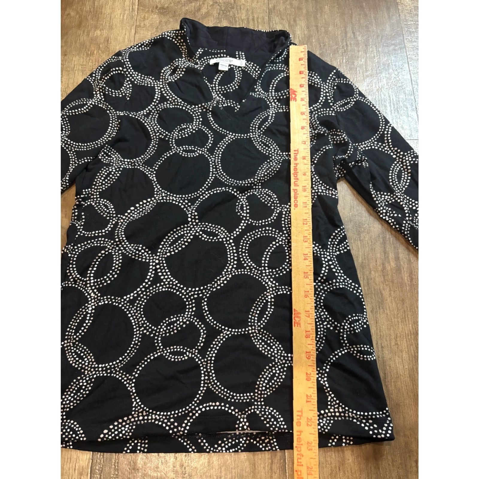 Vintage Chico's Shirt Womens Size 0 Black Circle Pattern Long Sleeve Top Rayon Spandex Blouse Size XS / US 0-2 / IT 36-38 - 3 Thumbnail