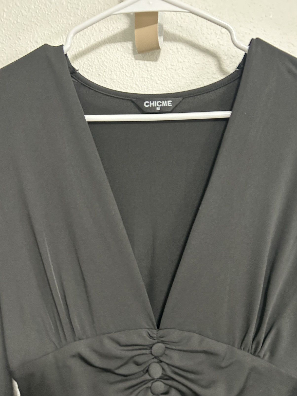 Other CHICME Women's plunge ruched waist long-sleeve mini dress Size M / US 6-8 / IT 42-44 - 3 Thumbnail