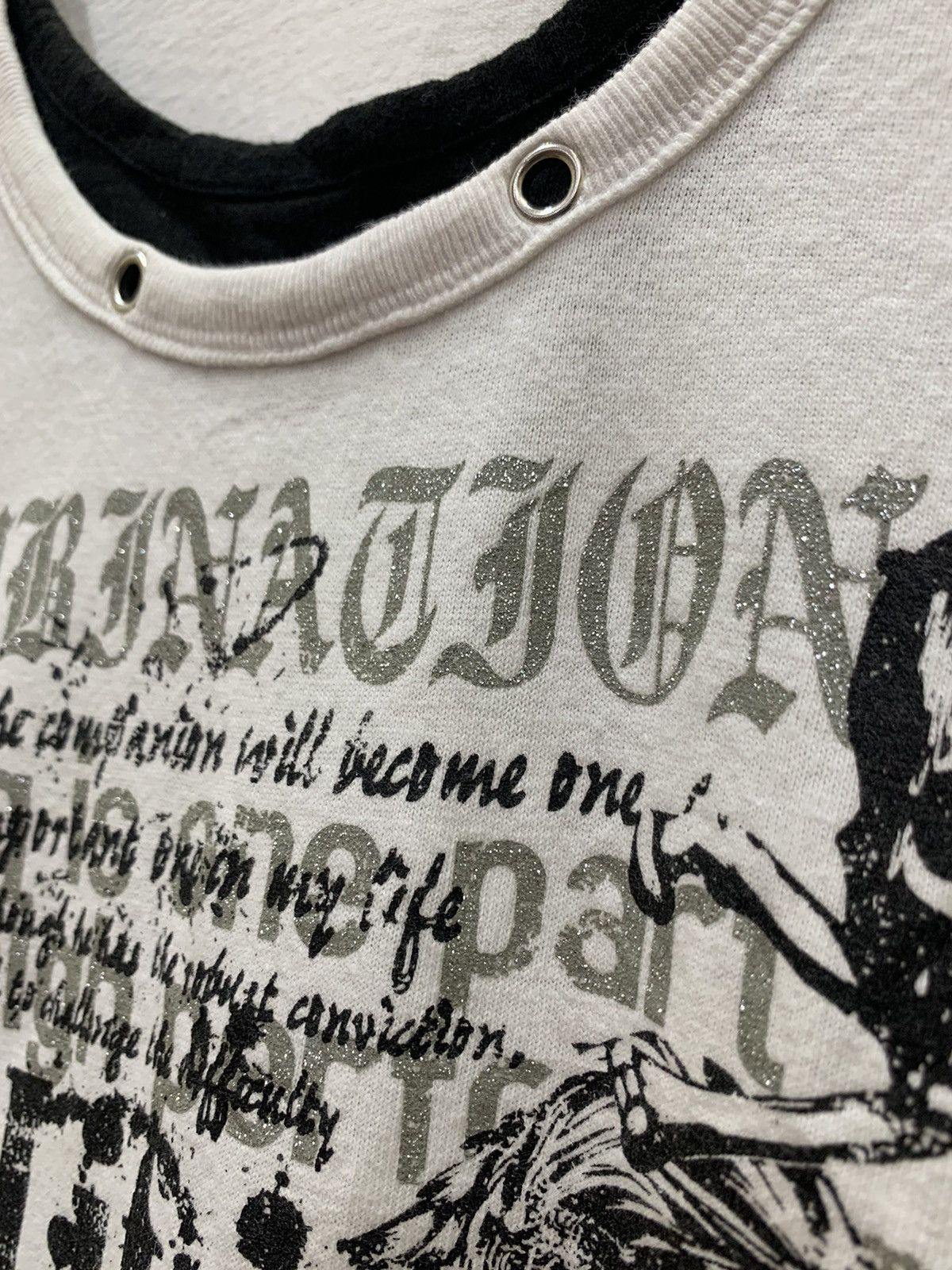 14th Addiction × Japanese Brand × KMRii Y2k Wild Life poem skull poem double layer punk tanktop Size US M / EU 48-50 / 2 - 8 Thumbnail
