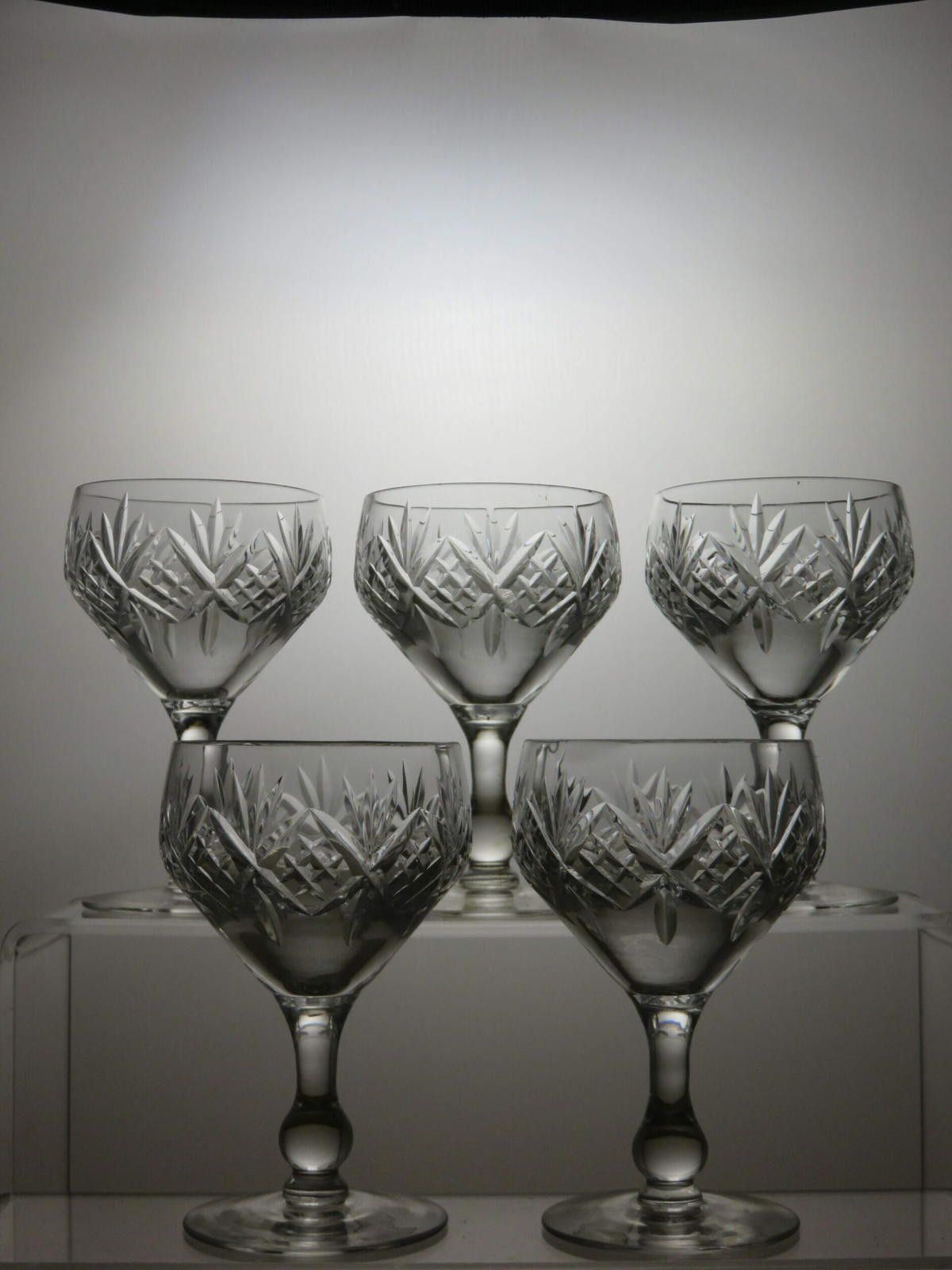 The Unbranded Brand Lead Crystal Cut Glass Set Of 5 Sherry Glasses 4" Size ONE SIZE - 3 Thumbnail