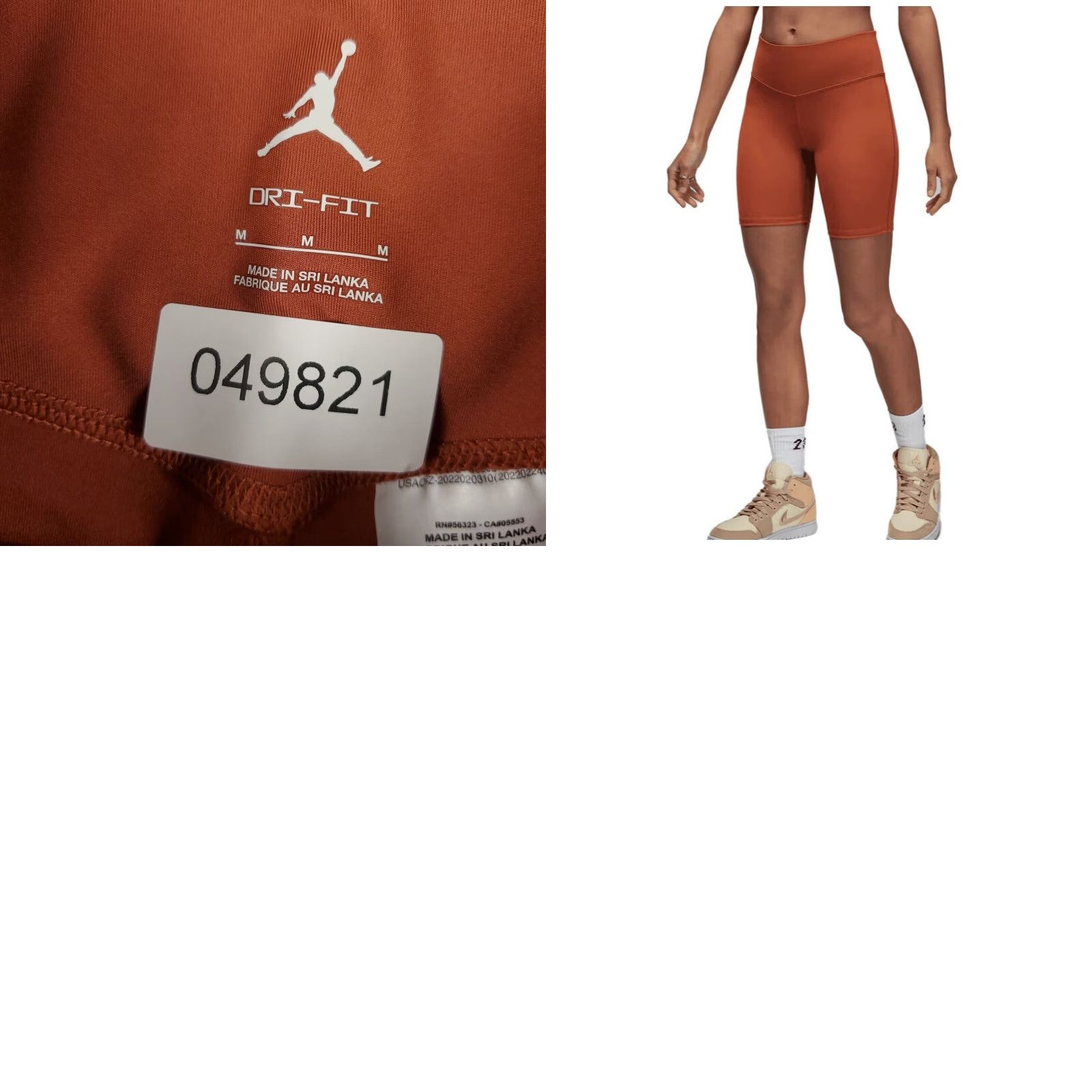 Jordan Brand Jordan Shorts Womens M Orange Bike Shorts High Wide Drawstring Waist Regular Comfort Stretch Basketball Style Sports Modern Classic Womens Size 32" / US 10 / IT 46 - 8 Thumbnail