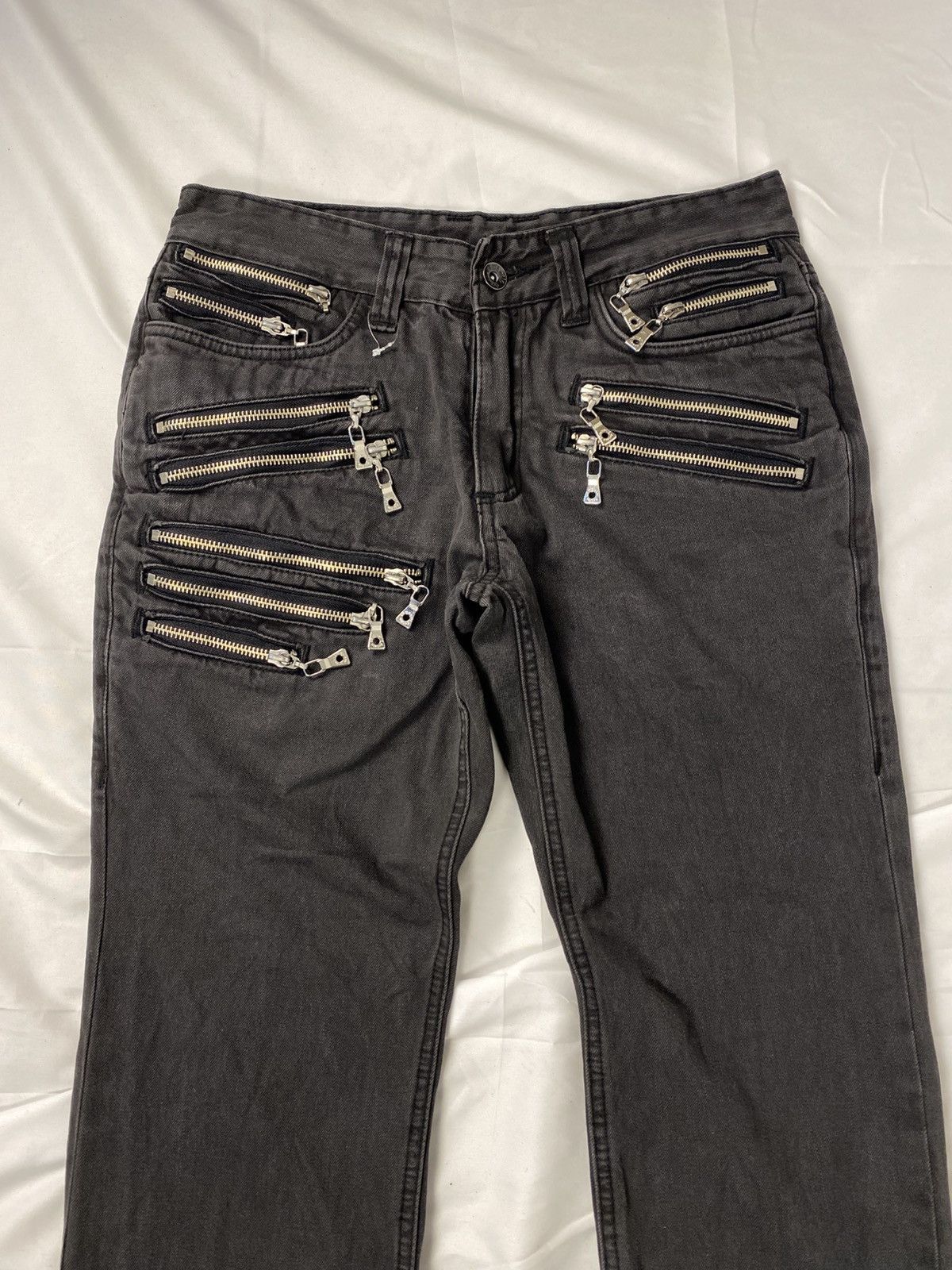 Japanese Brand Semantic Design Multi Zip Punk Bondage Slim Fit Denim Size US 29 - 6 Thumbnail