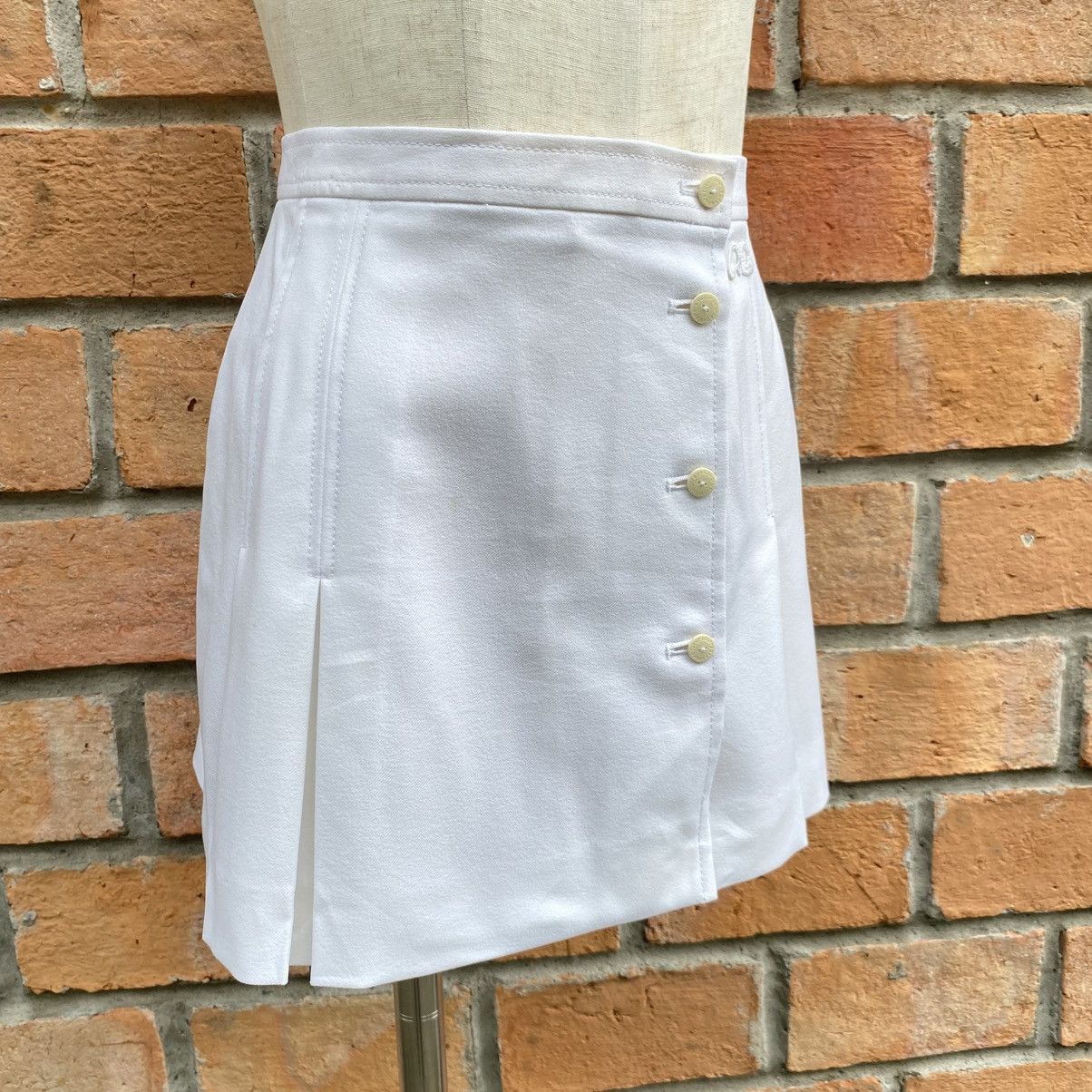 Courreges Courreges White Button-Front Mini Skirt Size 23" - 3 Thumbnail
