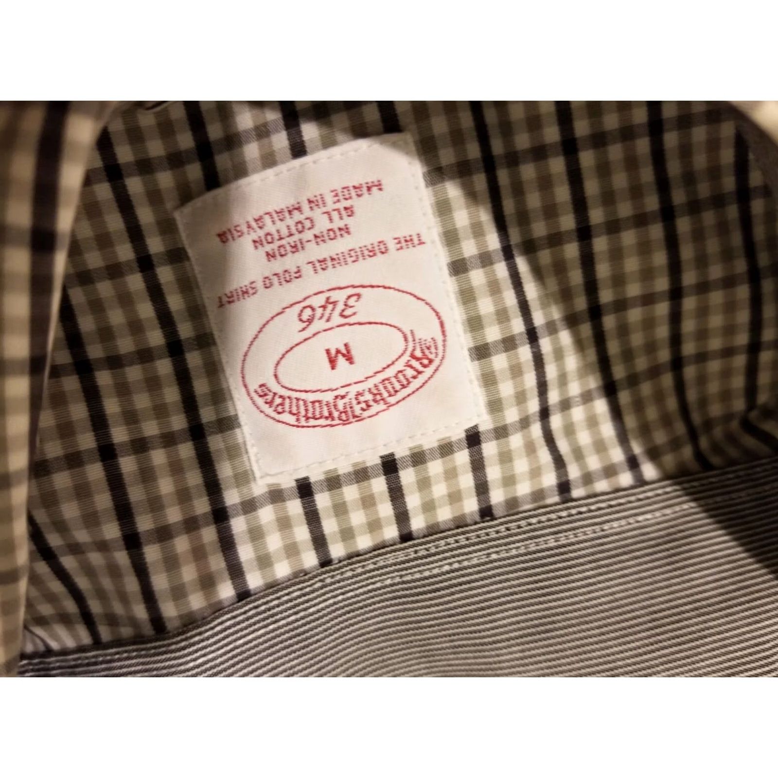 Brooks Brothers Brooks Brothers Shirt Mens M Beige Dress Khaki Button Cotton Size 40R - 3 Thumbnail