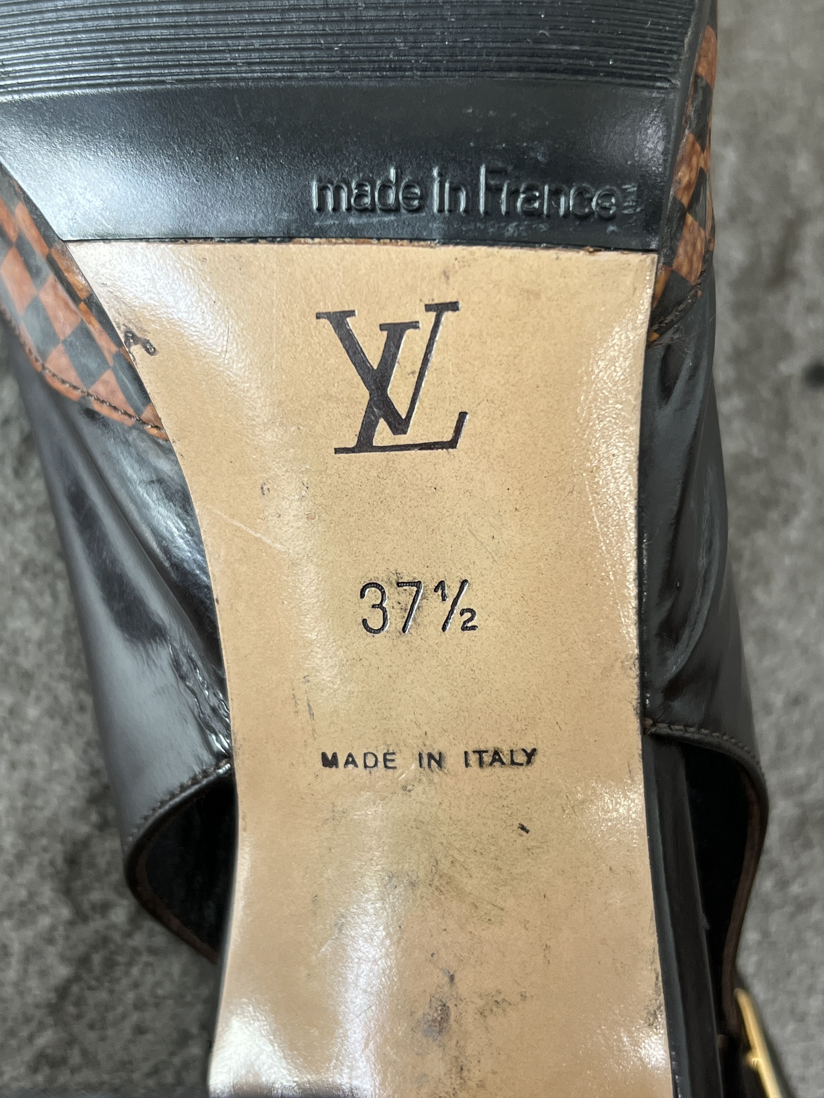 Louis Vuitton Louis Vuitton Damier Slingback Heels Brown 37.5 Size US 7.5 / IT 37.5 - 8 Thumbnail