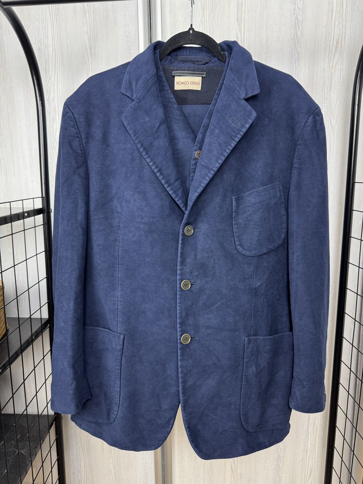 Romeo Gigli Romeo Gigli 3 pieces faded blue velour cotton suit size 50 Size 40R - 3 Thumbnail