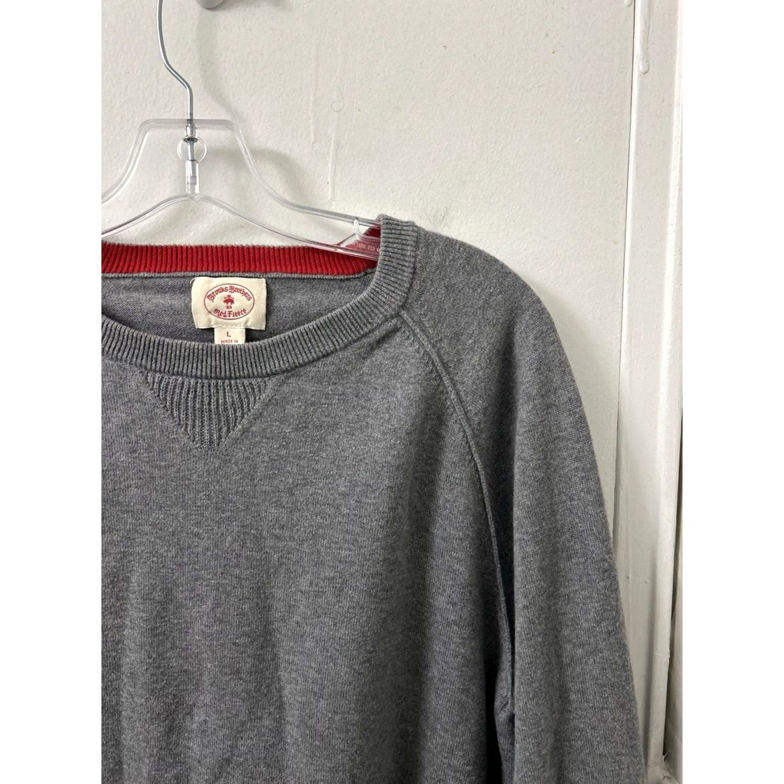 Brooks Brothers Brooks Brothers Red Fleece Sweater Mens L Gray Cotton Cashmere Raglan Crewneck Pullover Knit Casual Business All Seasons Lightweight Size US L / EU 52-54 / 3 - 4 Thumbnail
