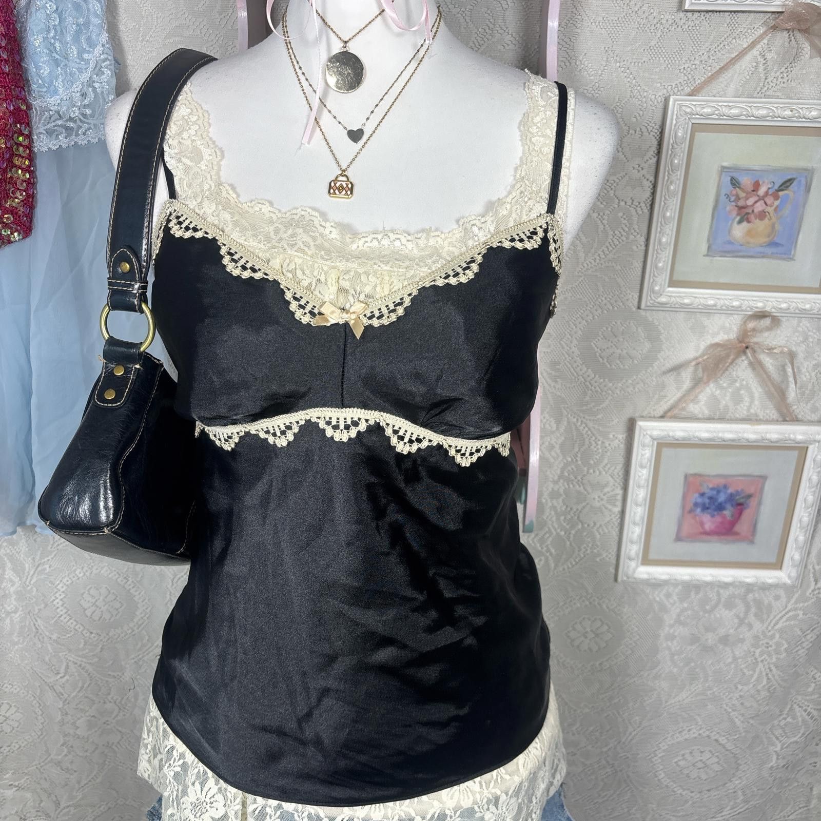 Other vintage lace silky cami blouse top Size M / US 6-8 / IT 42-44 - 3 Thumbnail
