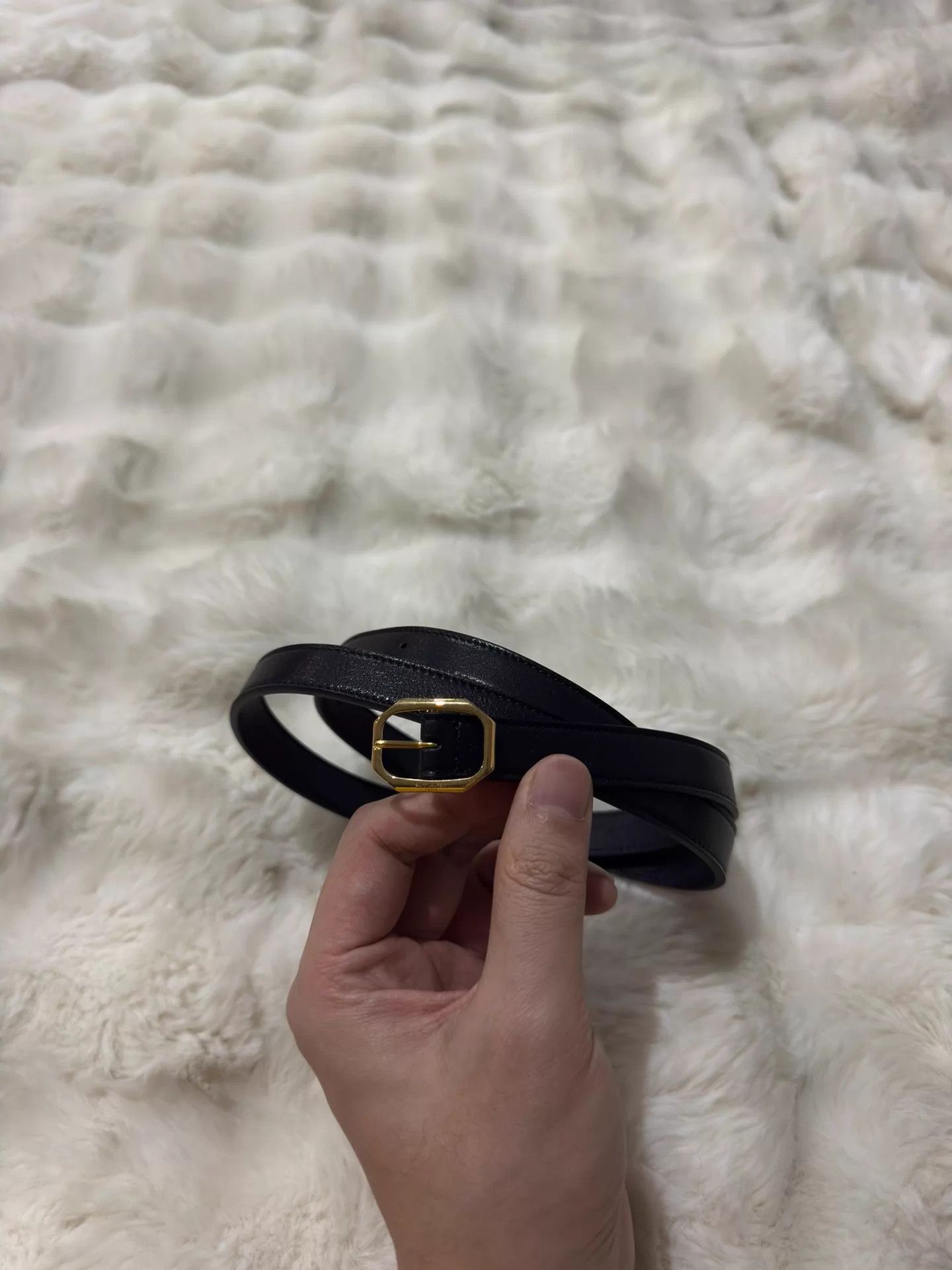 Saint Laurent Paris YSL Saint Laurent Black & Gold Skinny Belt 75 Women's New Size ONE SIZE - 1 Thumbnail