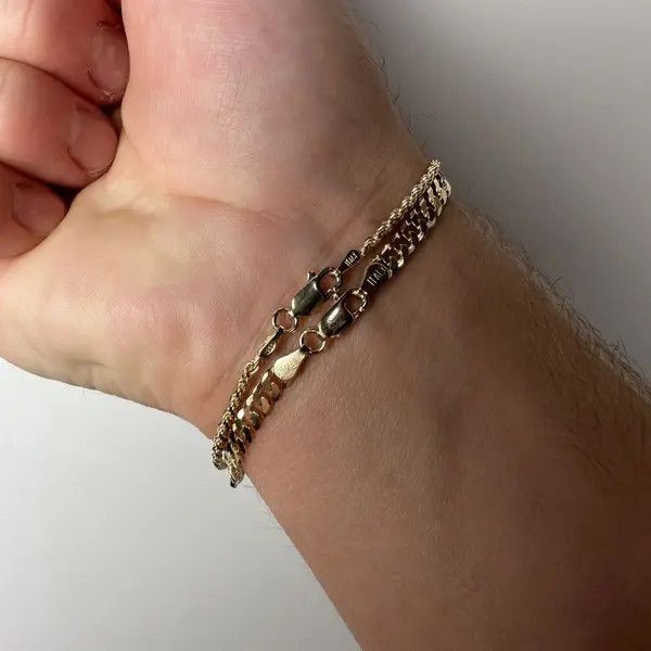 Jewelry Gold bracelet stack 14k gold vermeil bracelet set 7 inches Size ONE SIZE - 6 Thumbnail