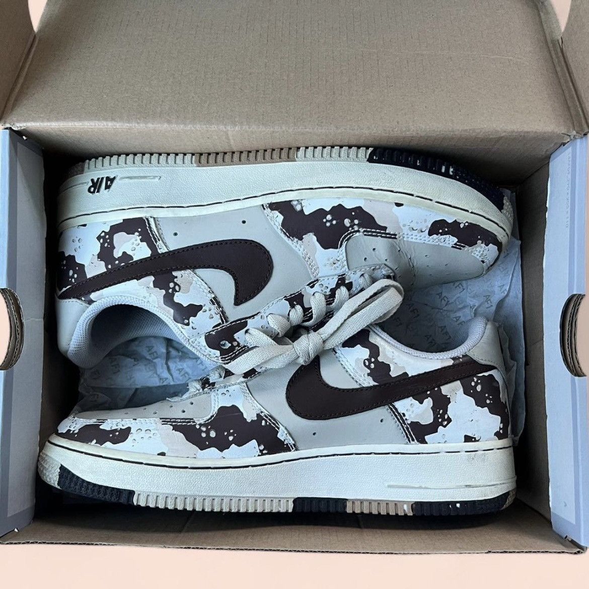 Nike Vintage 2006 Nike Air Force 1 Low 'Desert Chip Camo' Size US 8.5 / IT 38.5 - 1 Thumbnail