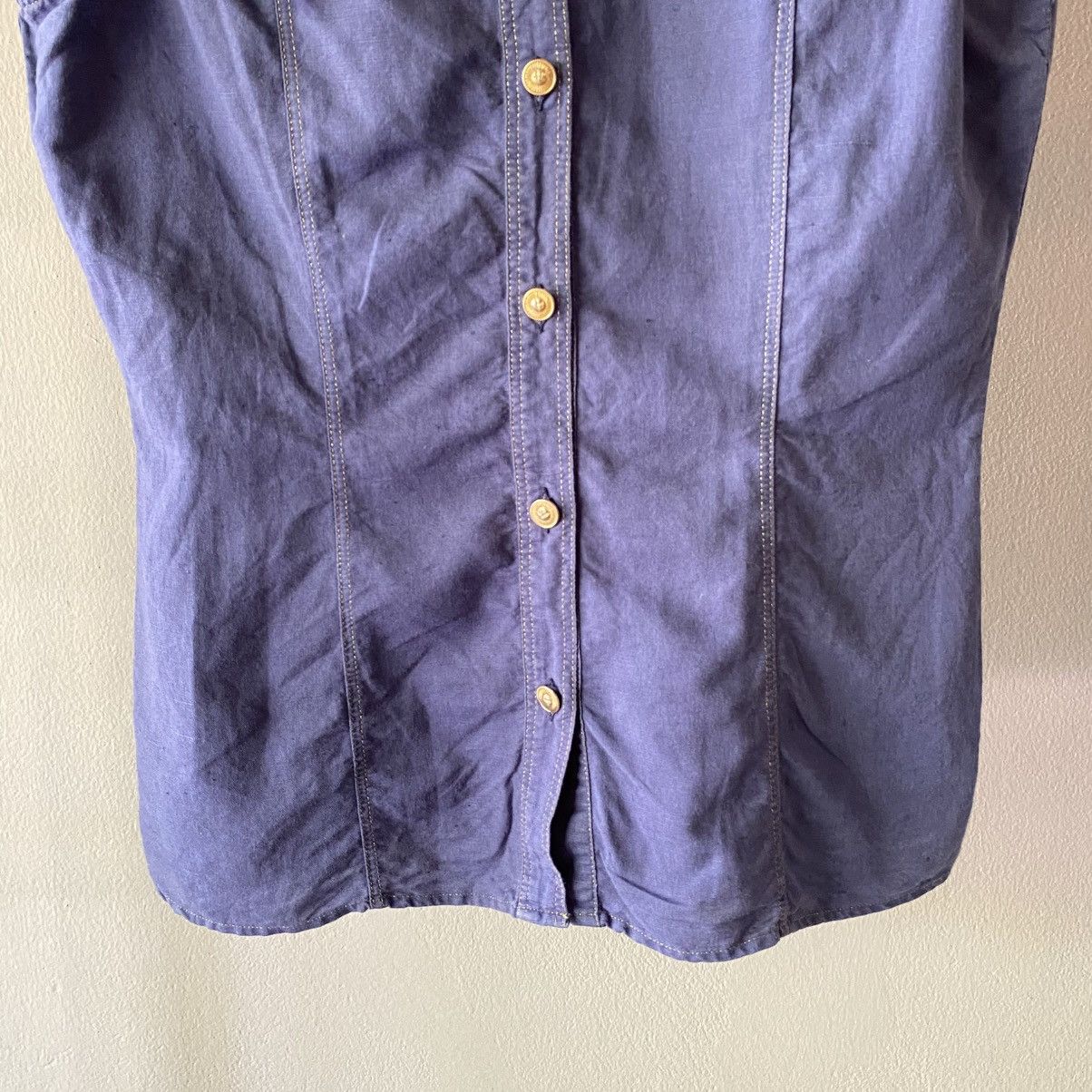 Versace VERSACE Indigo Sleeveless Denim Shirt Size M / US 6-8 / IT 42-44 - 18 Thumbnail