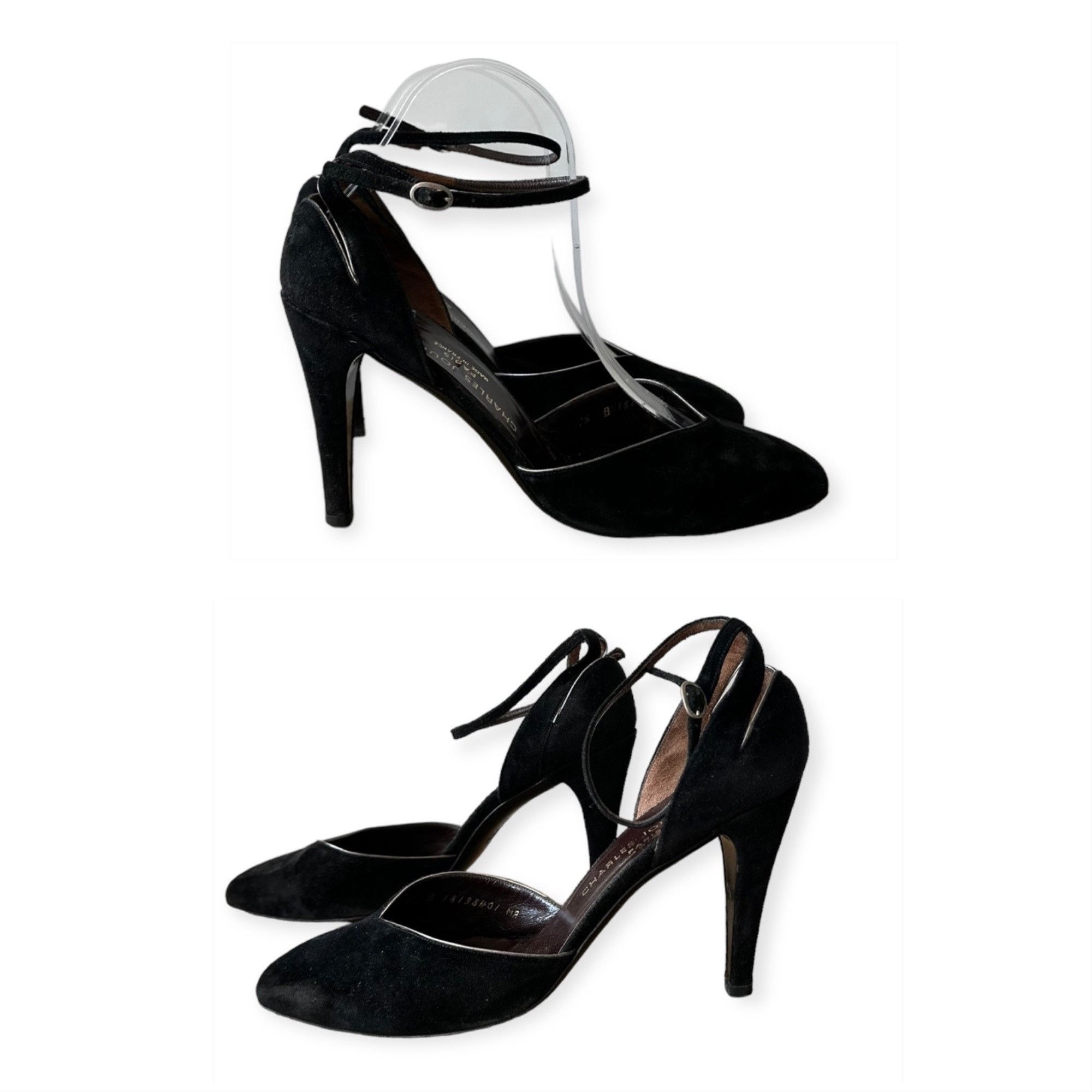 Charles Jourdan Vintage Charles Jourdan Black Suede Ankle Strap Pumps, 8.5 Size US 8.5 / IT 38.5 - 5 Thumbnail