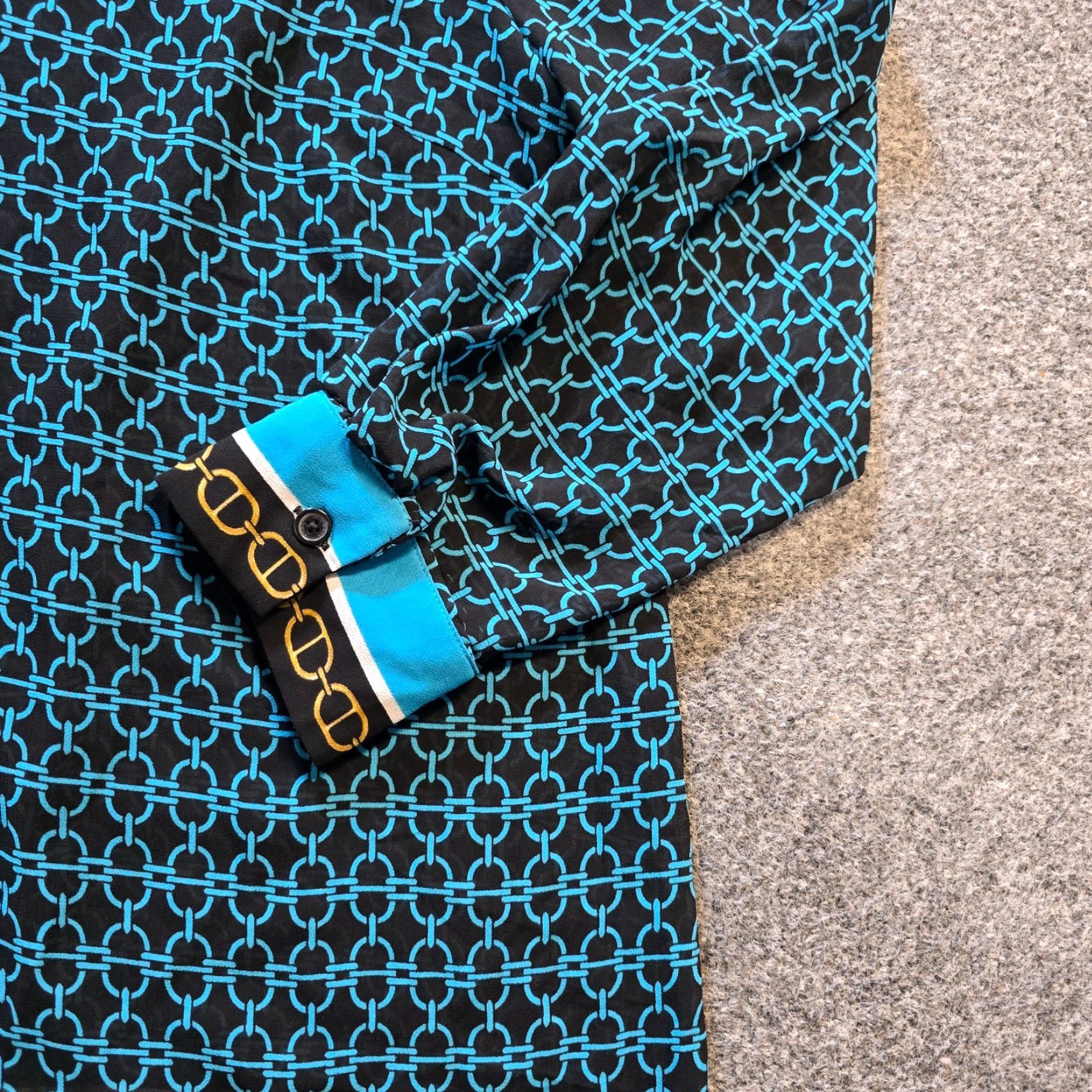 Michael Kors Michael Kors Top Womens Large Black Blue Button Up Geometric Career Casual Size L / US 10 / IT 46 - 3 Thumbnail