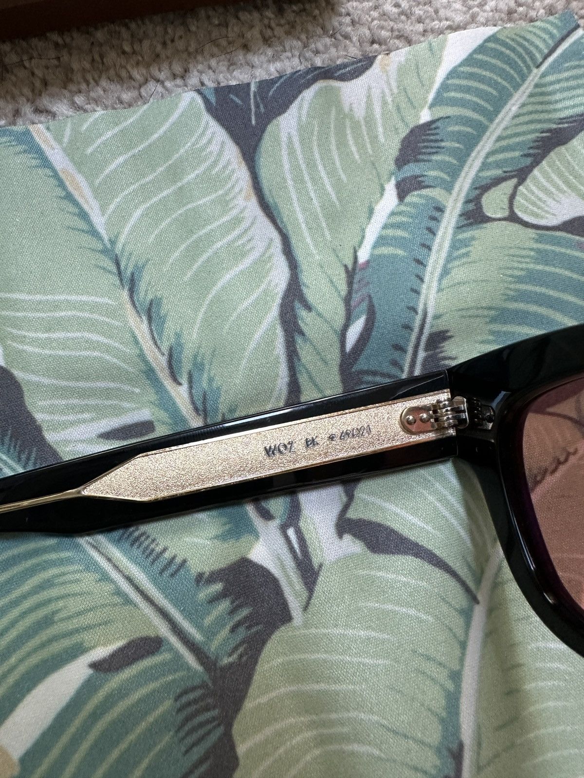 Garrett Leight Garret Leight WOZ Rectangular Wayfarer Sunglasses Black/Red Size ONE SIZE - 3 Thumbnail