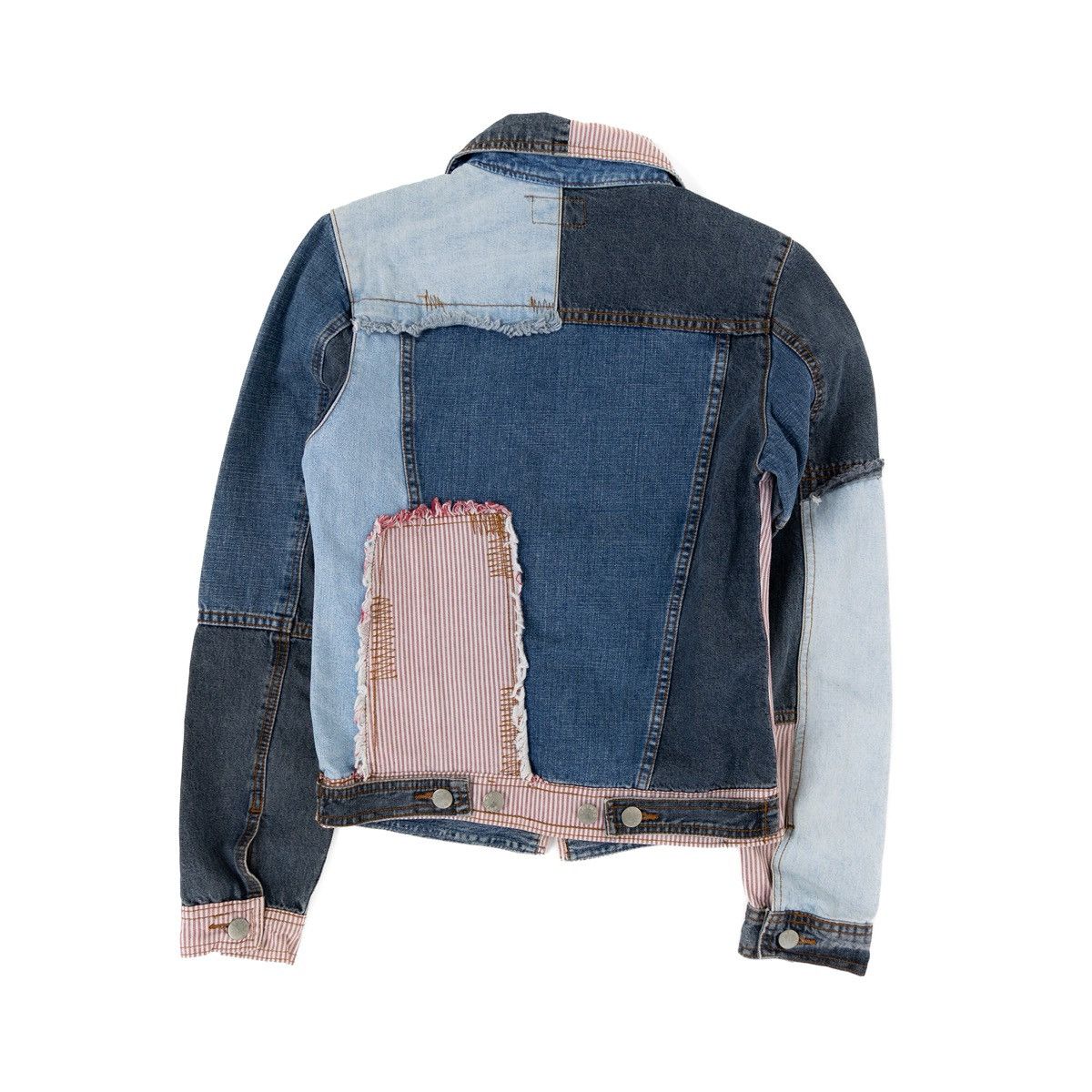 Vintage Vintage Womens Denim Patchwork Jacket Blue Mixed Fabric Zip Size S / US 4 / IT 40 - 5 Thumbnail