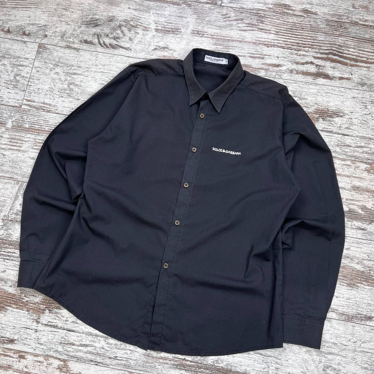 Dolce & Gabbana D&G Men's Black Long Sleeve Shirt Embroidered Logo Size US L / EU 52-54 / 3 - 4 Thumbnail