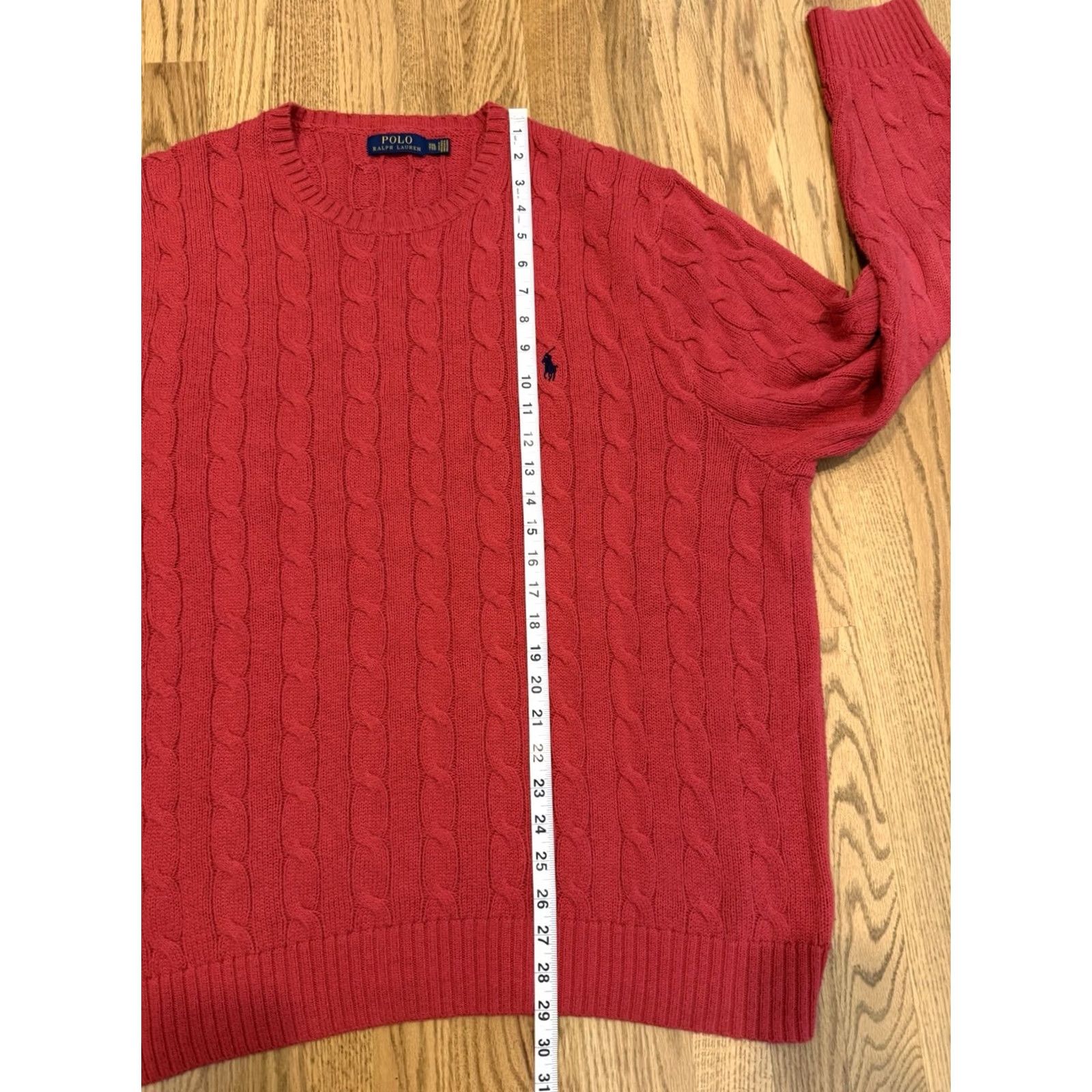 Polo Ralph Lauren Polo Ralph Lauren Sweater Men’s 2XL Cable Knit Cotton Crew Neck Embroidered Pony Coral Red Size US XXL / EU 58 / 5 - 5 Thumbnail