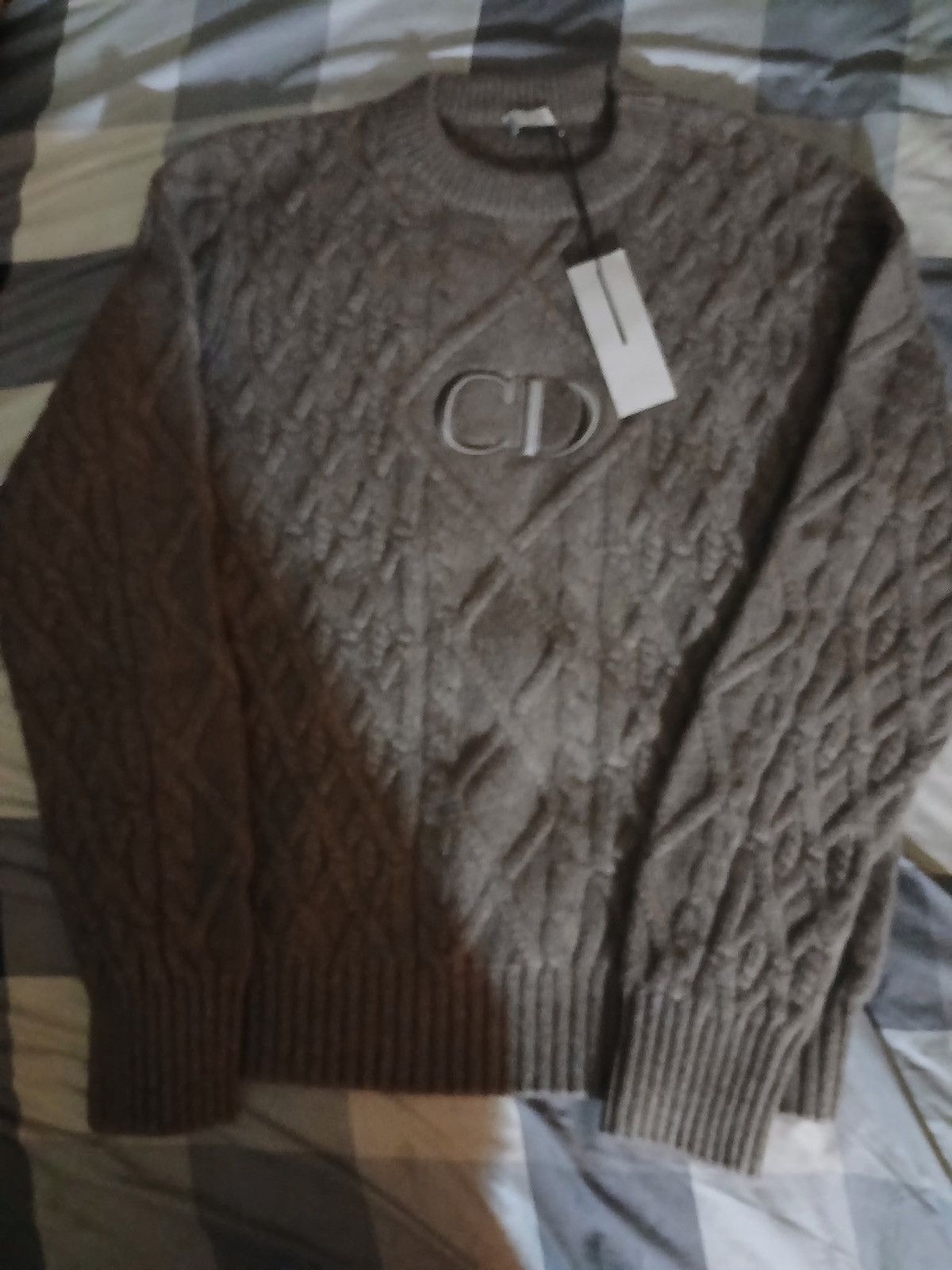 Dior Dior men's cashmere cable knit sweater heathered beige Size US L / EU 52-54 / 3 - 1 Thumbnail