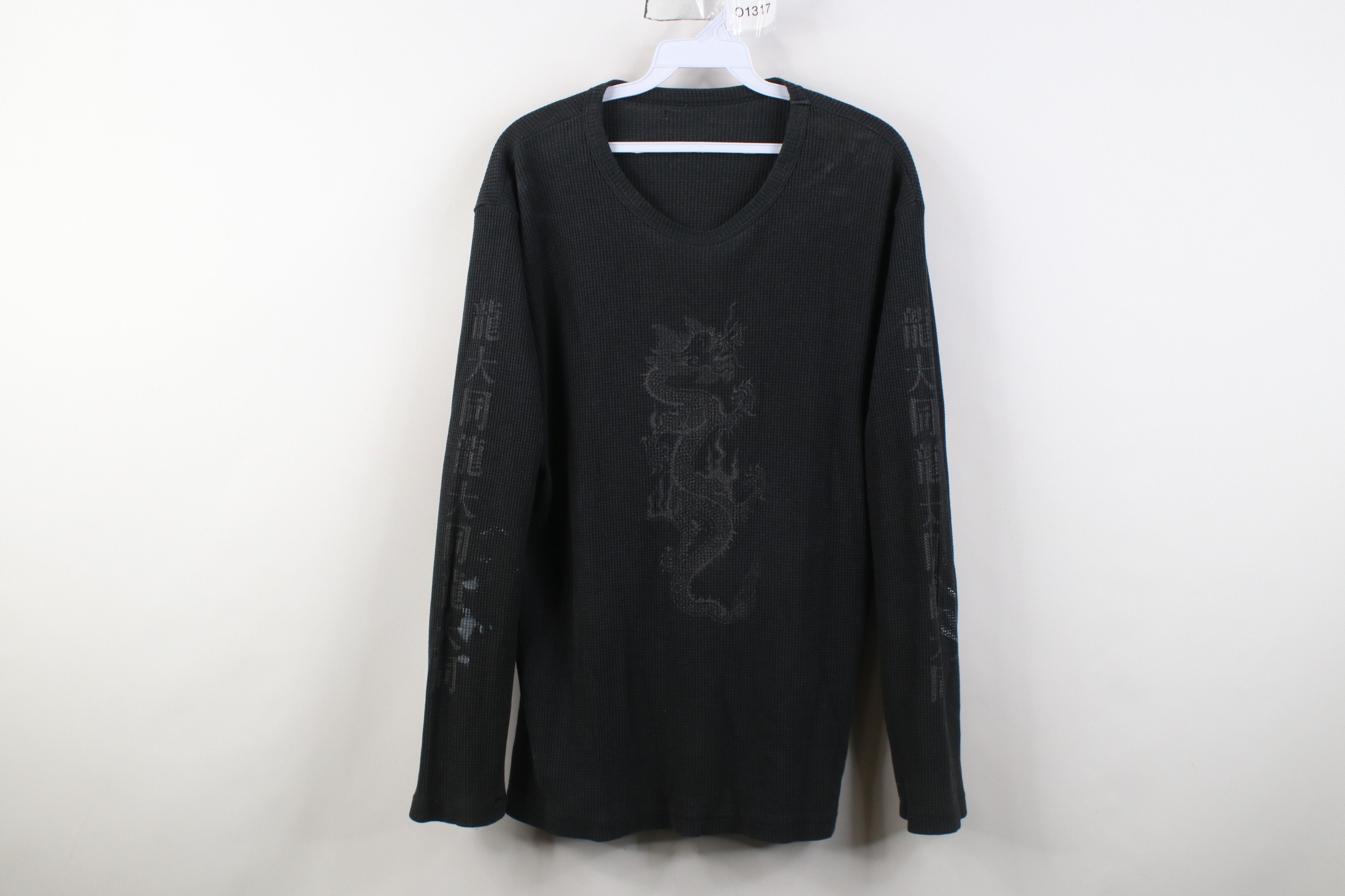 Vintage Vintage 90s Y2K Streetwear Dragon Waffle Knit T-Shirt Size US L / EU 52-54 / 3 - 1 Thumbnail