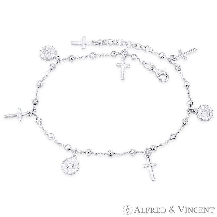 Other Cross, Angel Cameo, Bead & Rolo Link Chain Charm Anklet Size ONE SIZE - 1 Preview