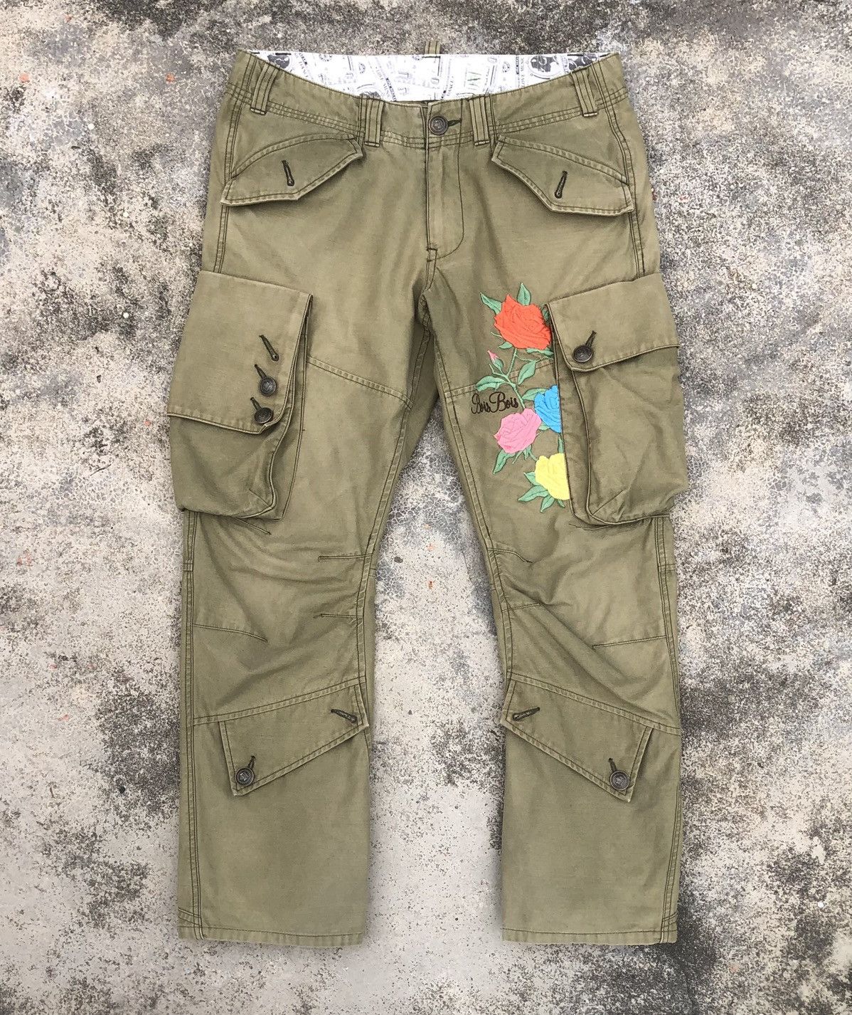 Japanese Brand Japanese Boisbois Distressed Embroidered Cargo Pants Size US 32 / EU 48 - 1 Thumbnail