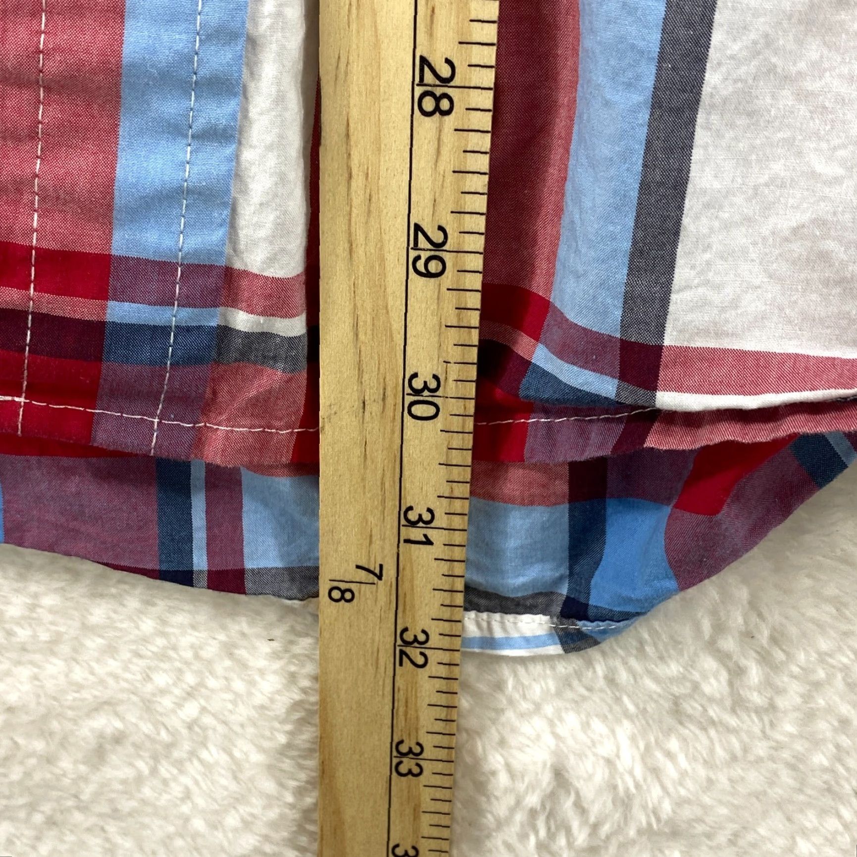 Tommy Hilfiger Tommy Hilfiger Mens Shirt XL Plaid Red Blue White Button Up Short Sleeve Size US XL / EU 56 / 4 - 6 Thumbnail