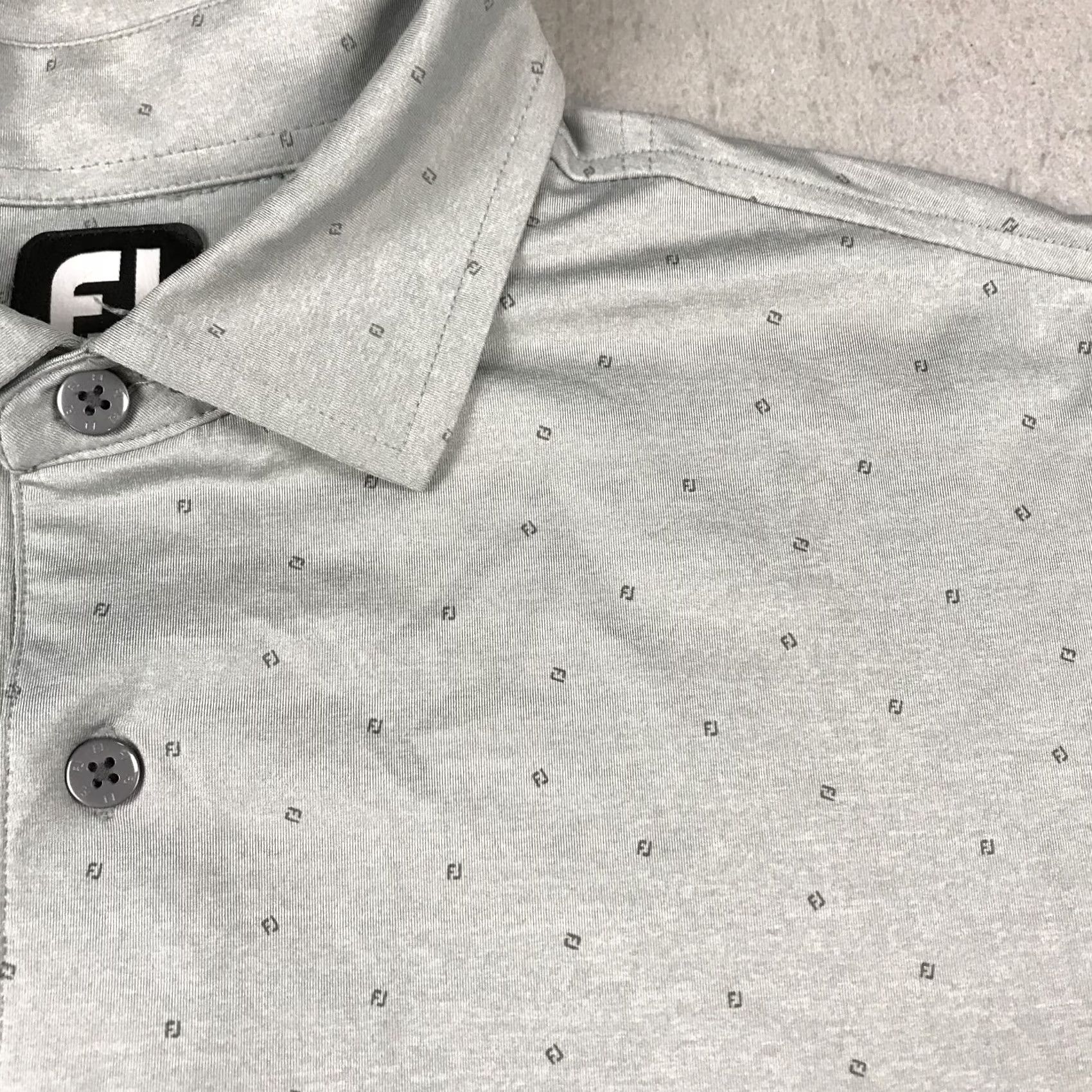 Footjoy FootJoy Polo Shirt Mens XL Gray Stretch Geometric Golf Abstract Logo Activewear, Casual Short Sleeve CollaredPullover Regular Fit Size US XL / EU 56 / 4 - 3 Thumbnail