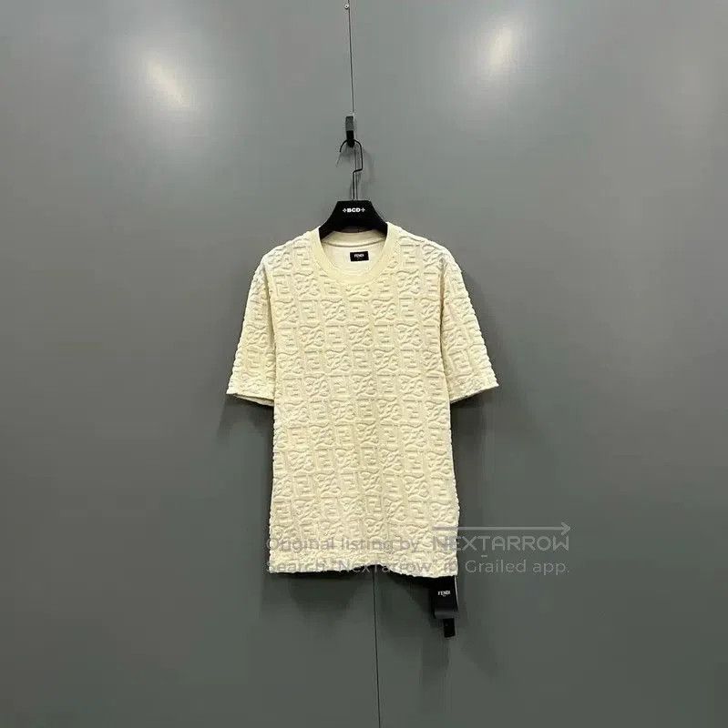 Fendi Fendi Summer Beige Cotton FLOGO Short Sleeve Tee . Size US S / EU 44-46 / 1 - 1 Thumbnail