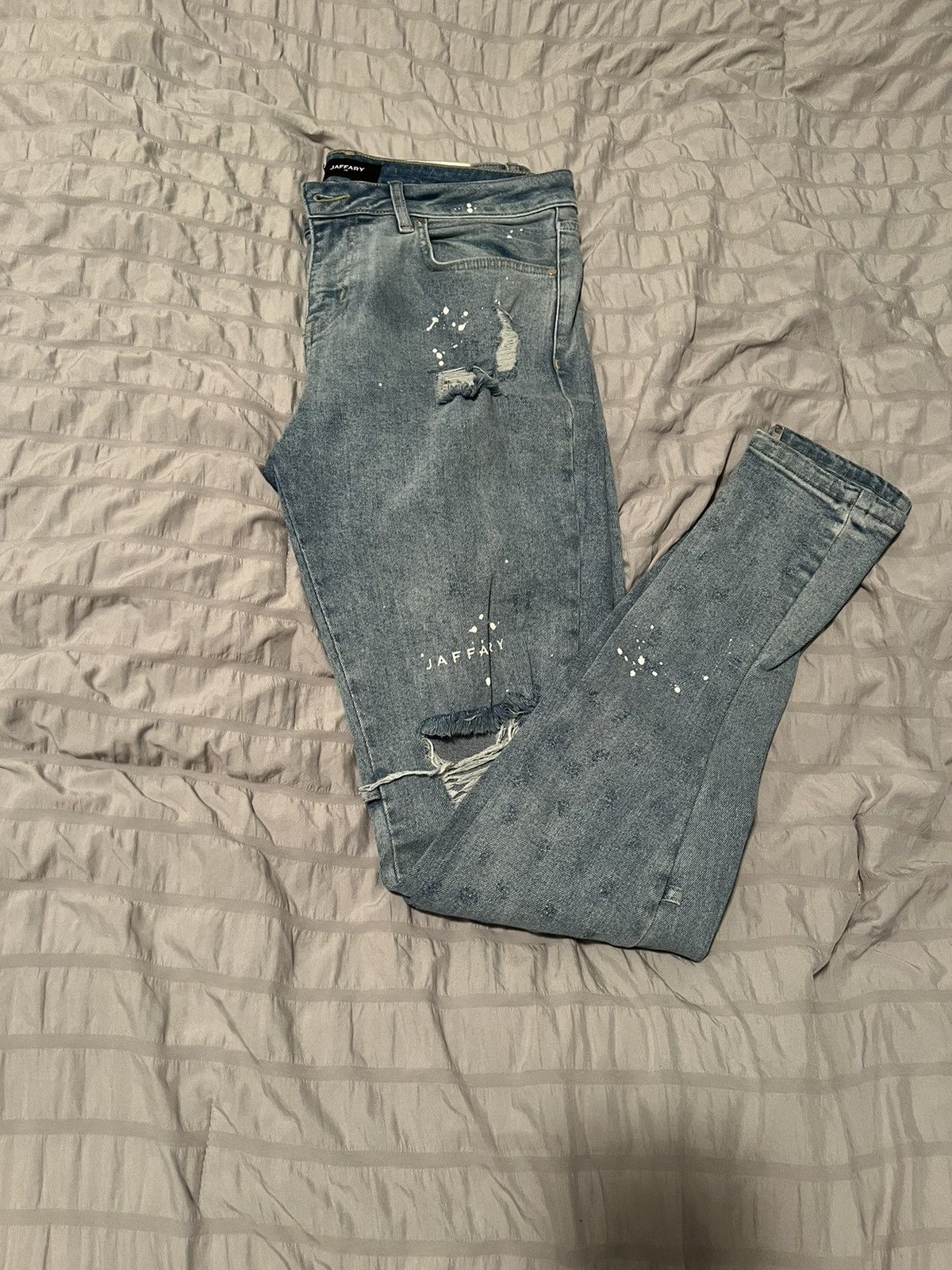 Other Jaffary Blue Distressed Paint Denim Jeans Size 30 Size US 30 / EU 46 - 2 Thumbnail