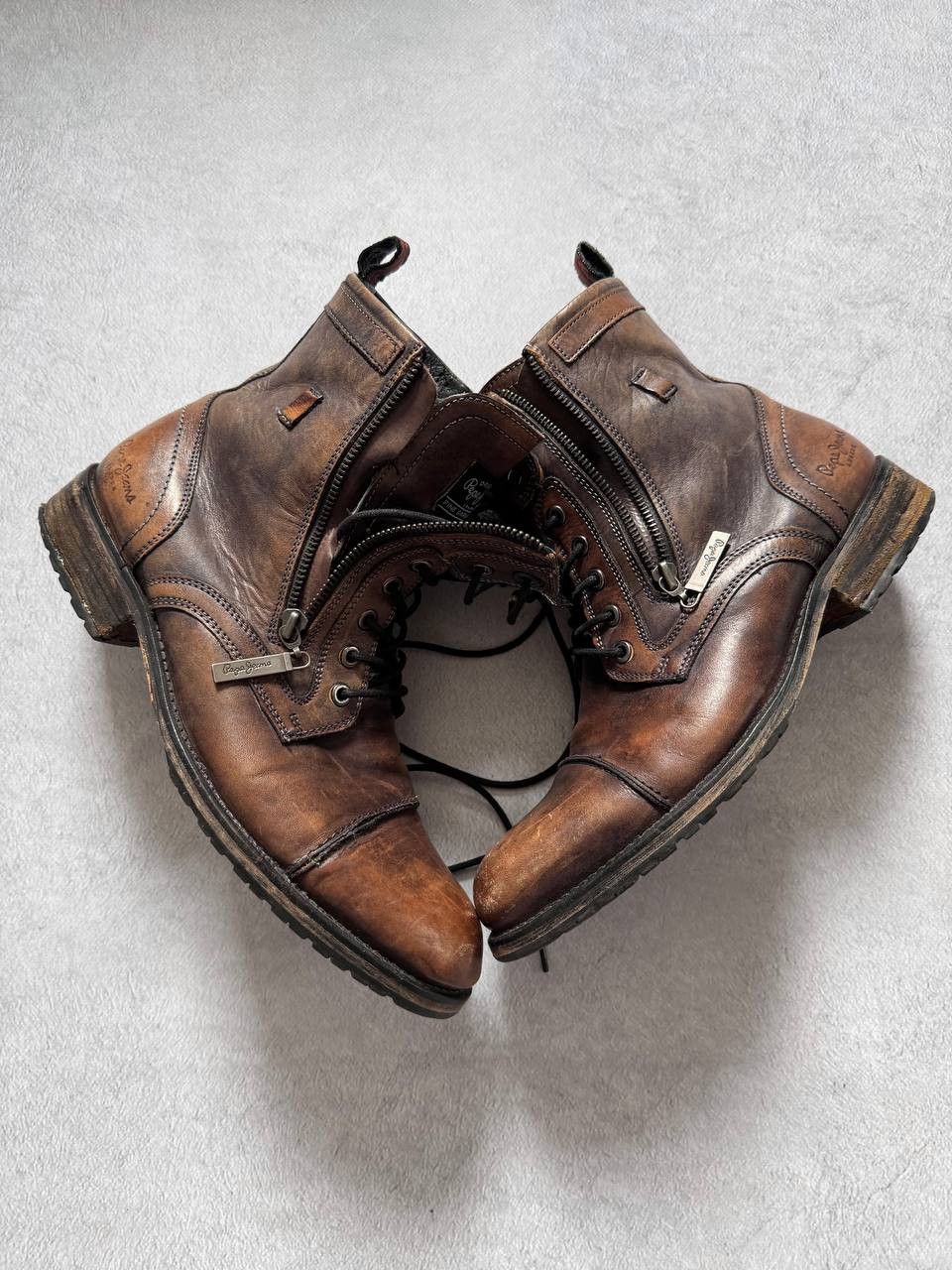 Pepe Jeans Pepe Jeans Distressed Leather Combat Boots Brown Size US 10 / EU 43 - 10 Thumbnail