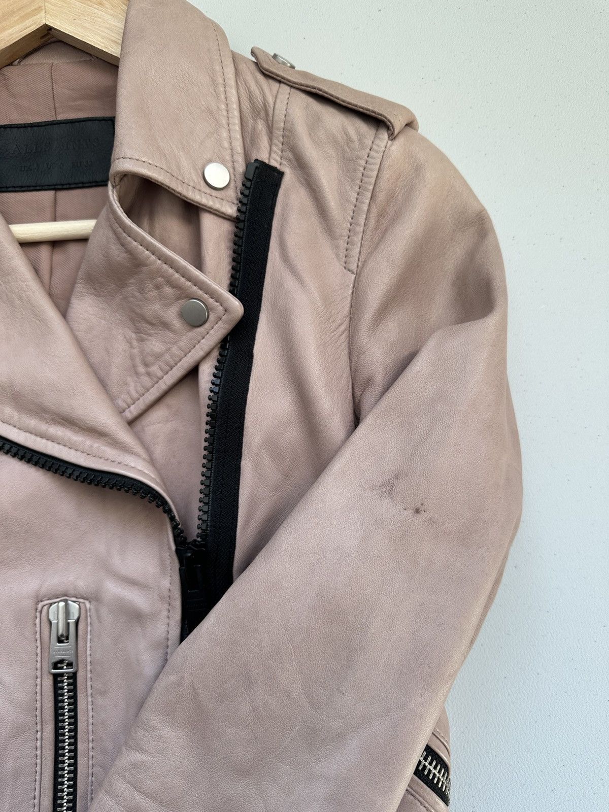Allsaints AllSaints Wyatt Zip Biker Asymmetrical Leather Jacket Womens Size XS / US 0-2 / IT 36-38 - 12 Thumbnail
