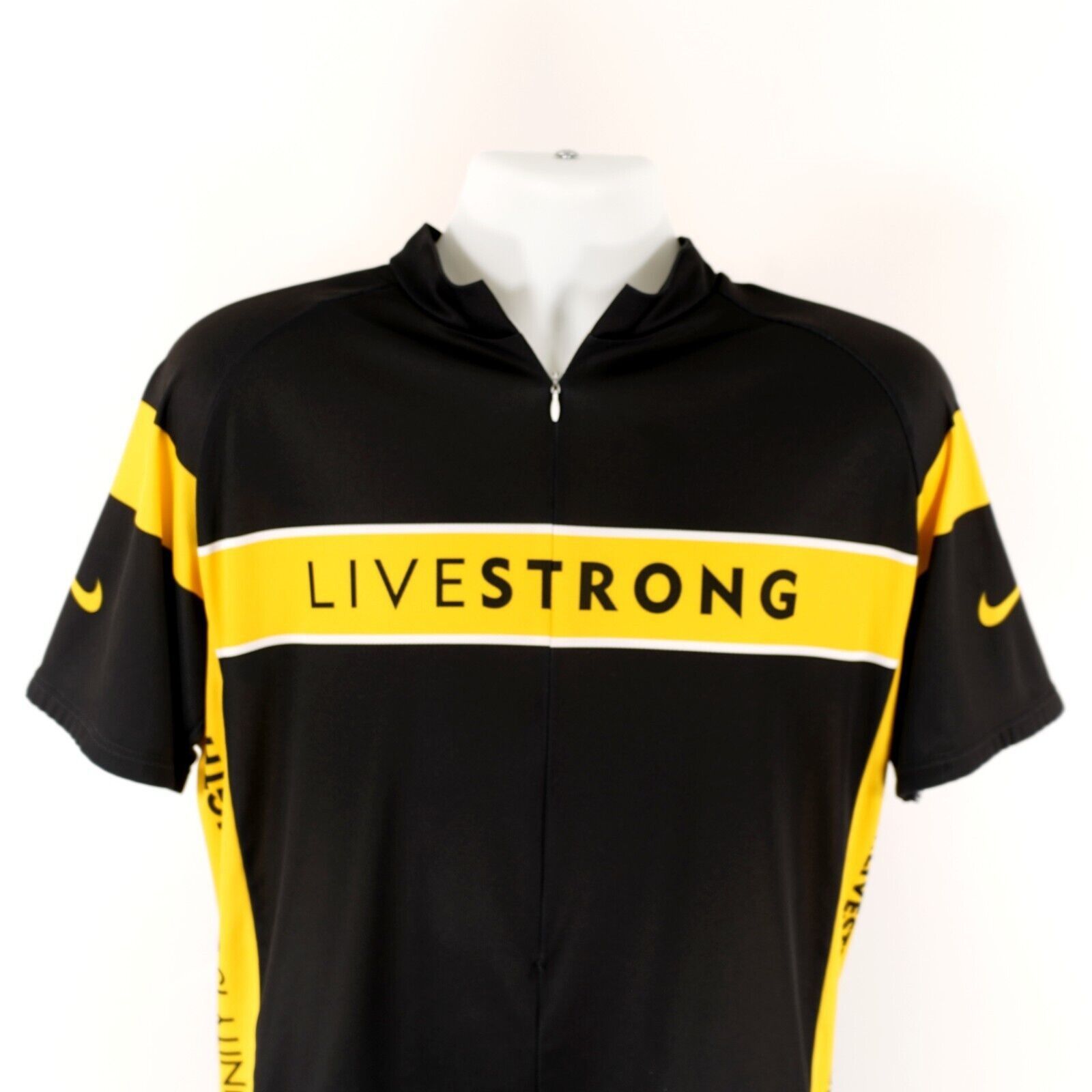 Vintage Nike Livestrong Black Yellow Polyester Mock Neck Cycling Jer Size US L / EU 52-54 / 3 - 1 Thumbnail