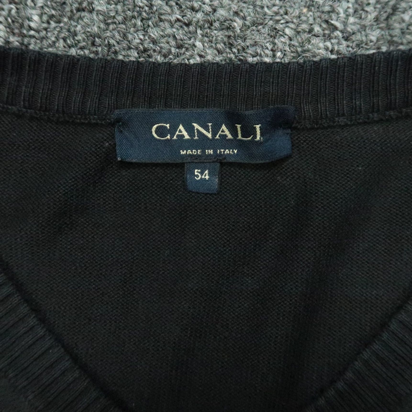 Canali VINTAGE Canali Sweater Men XL Black V-Neck Jumper Knit Pullover Size US XL / EU 56 / 4 - 3 Thumbnail