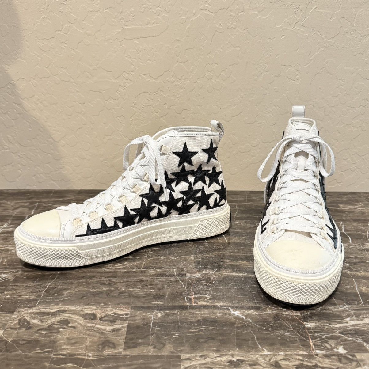 Amiri Amiri Stars Court Hi Star Patch High Top Sneakers Size US 13 / EU 46 - 14 Thumbnail
