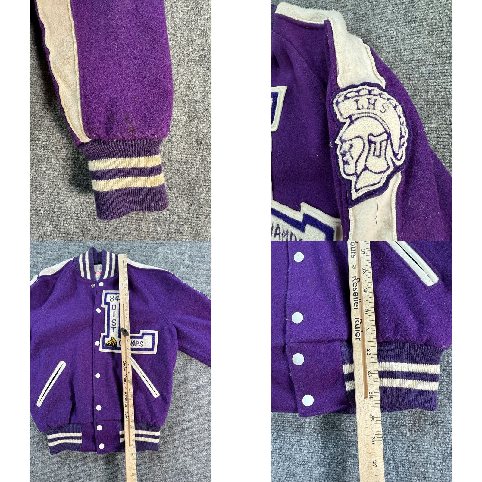 Holloway Vintage Holloway Varsity Jacket Mens 38 Purple LHS Wrestling Letterman 80s Logo Size US XXS / EU 40 - 8 Thumbnail