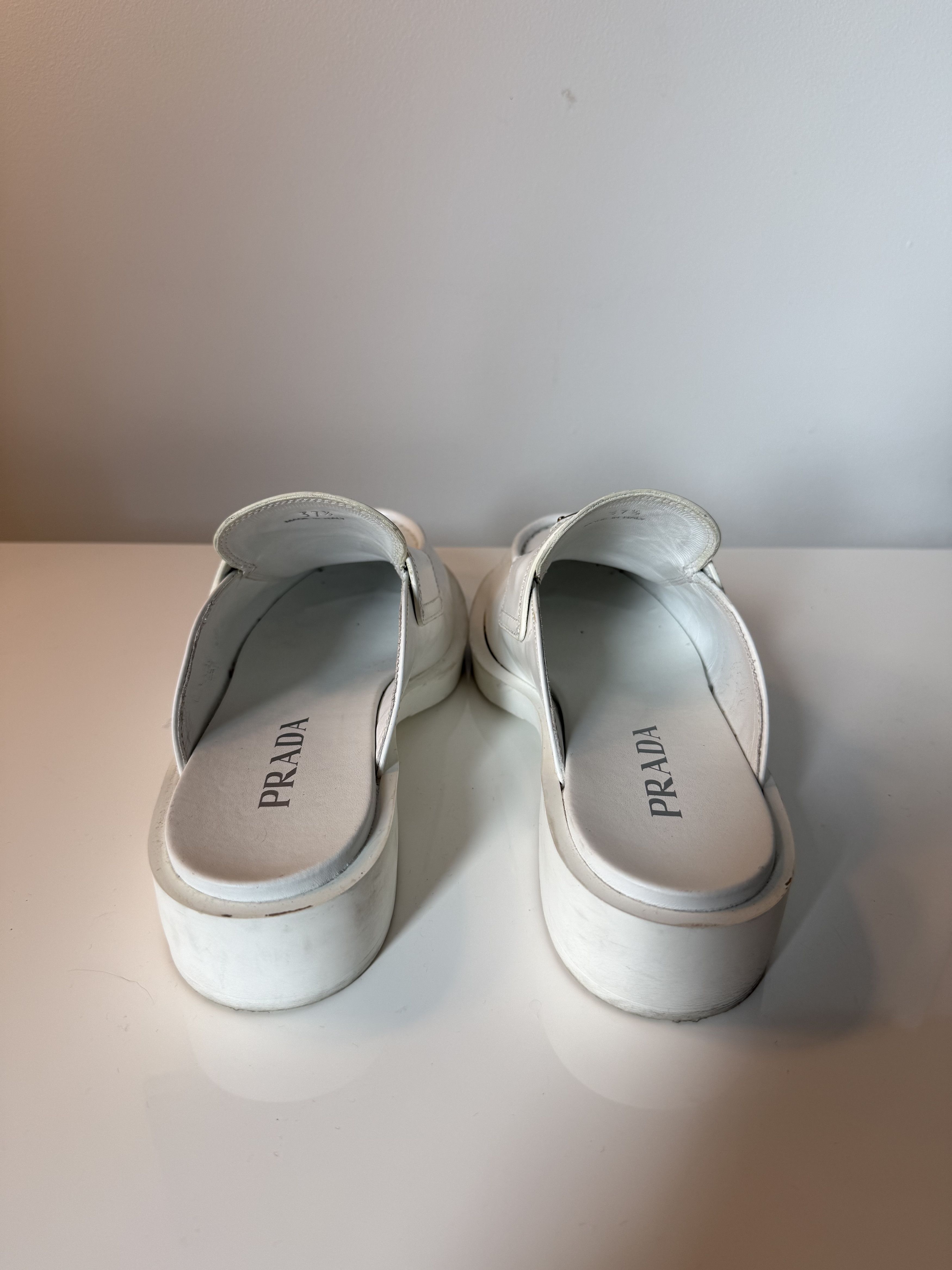 Prada Prada White Mules Size US 7.5 / IT 37.5 - 3 Thumbnail