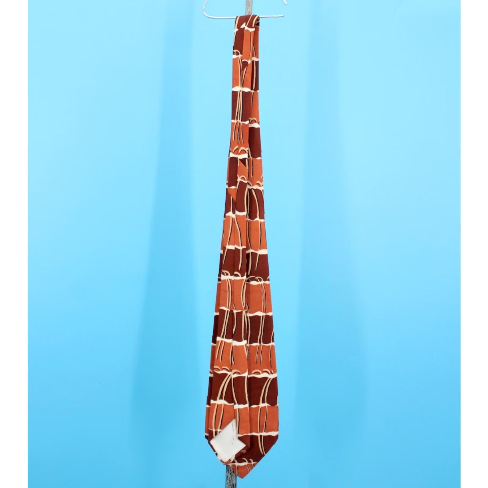 Vintage VTG Men's 1940s Orange & Brown Striped Necktie 40s Signet Tie Shirt Neck Tie Vintage 1940s Mens Signet Tie Size ONE SIZE - 5 Thumbnail