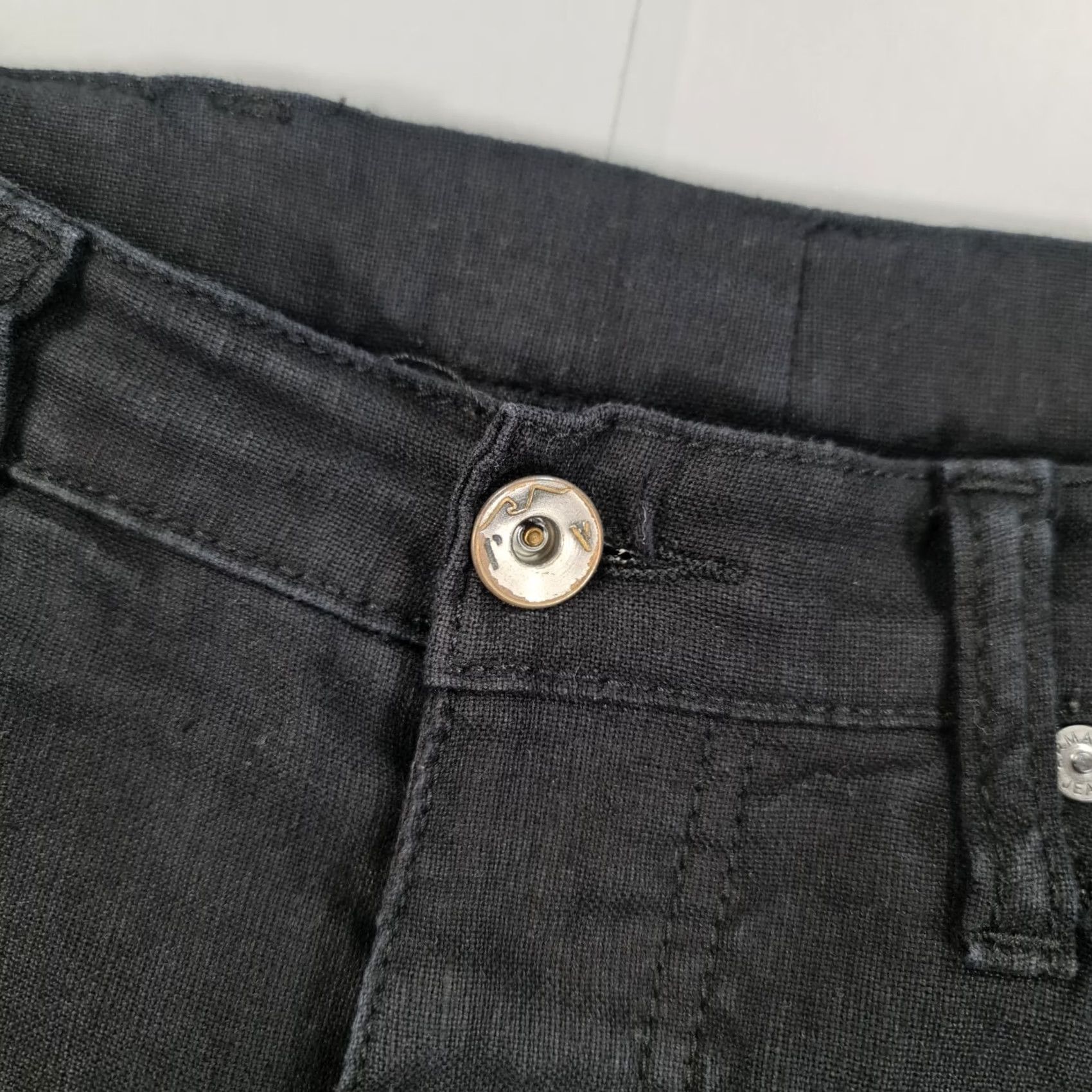 Vintage Armani Jeans Womens Trousers Black W31 L28 Linen Pants Comfort Fit Straight Leg Size 24" / US 00 / IT 34 - 4 Thumbnail
