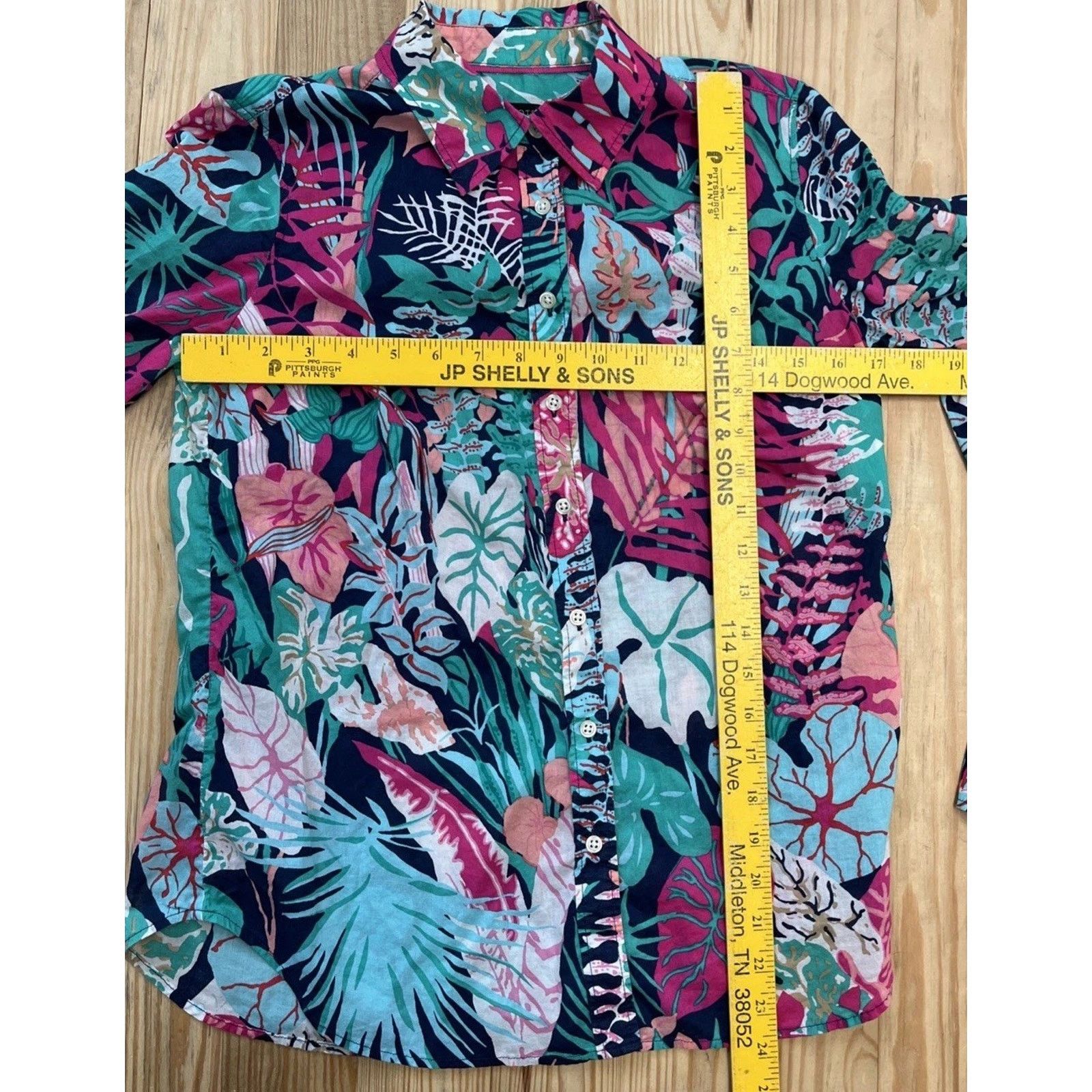 Other Talbots Women's Size XS Floral Leaf Button Down Shirt Size M / US 6-8 / IT 42-44 - 6 Thumbnail
