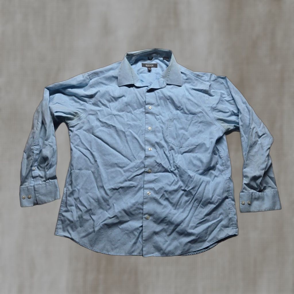 Kenneth Cole Kenneth Cole REACTION Blue Check Button Up Shirt Long Sleeve Adult Men's XL Size US XL / EU 56 / 4 - 1 Thumbnail