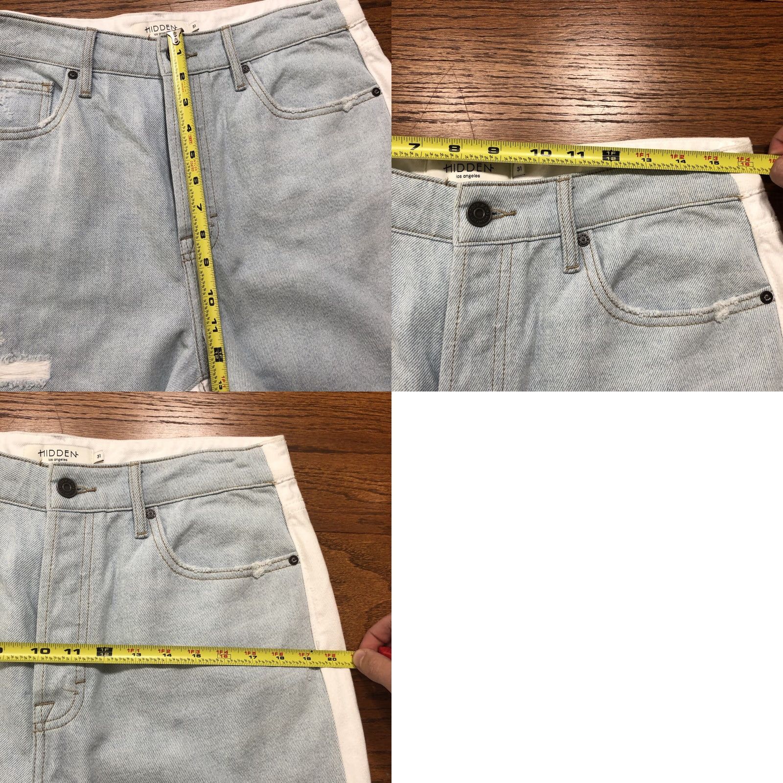 Vintage NWT Hidden Tracey Jeans Womens 31 Straight 90s Bohemian Retro Distressed Blue/White 5-Pocket Denim Size 24" / US 00 / IT 34 - 9 Thumbnail