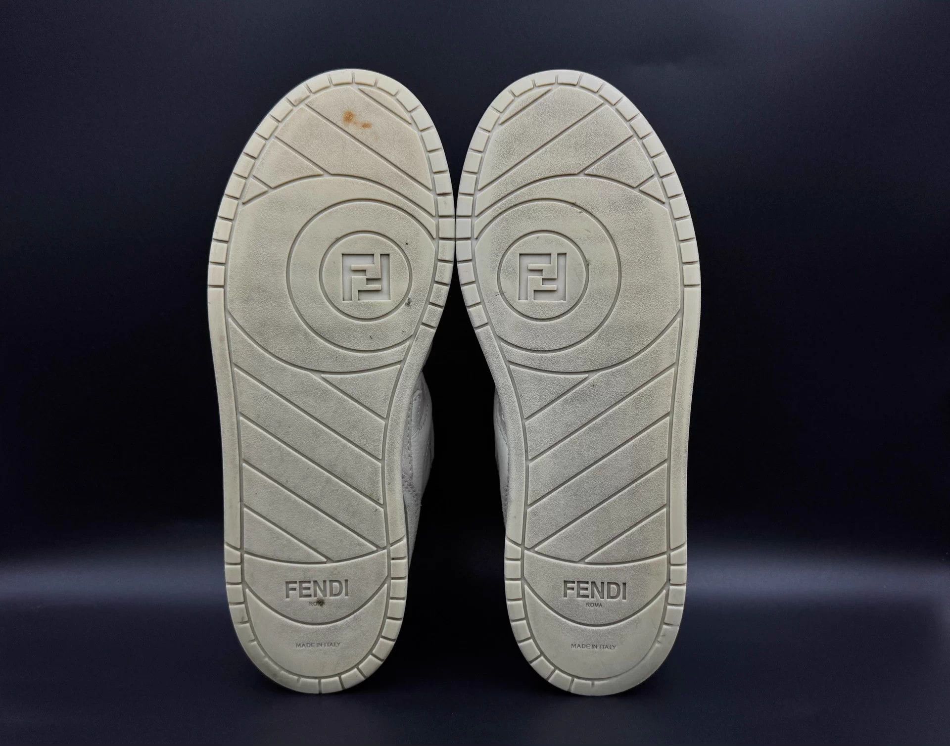 Fendi FENDI leather embossed lace-up low-top white men's sneakers Size US 8.5 / EU 41-42 - 6 Thumbnail