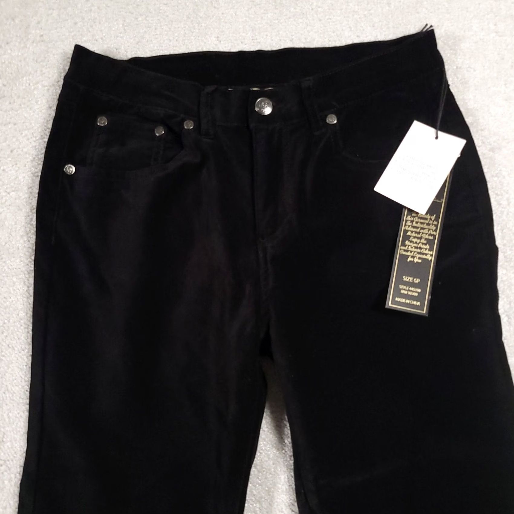 Velour DG2 Diane Gilman Velour Pants Women's 6P Petite Black Stretch Mid-Rise Straight Pants Size 28" / US 6 / IT 42 - 3 Thumbnail