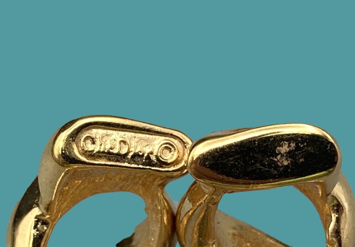 Dior Christian Dior Vintage Earrings – Gold Black hoop Rhinestone Size ONE SIZE - 2 Thumbnail