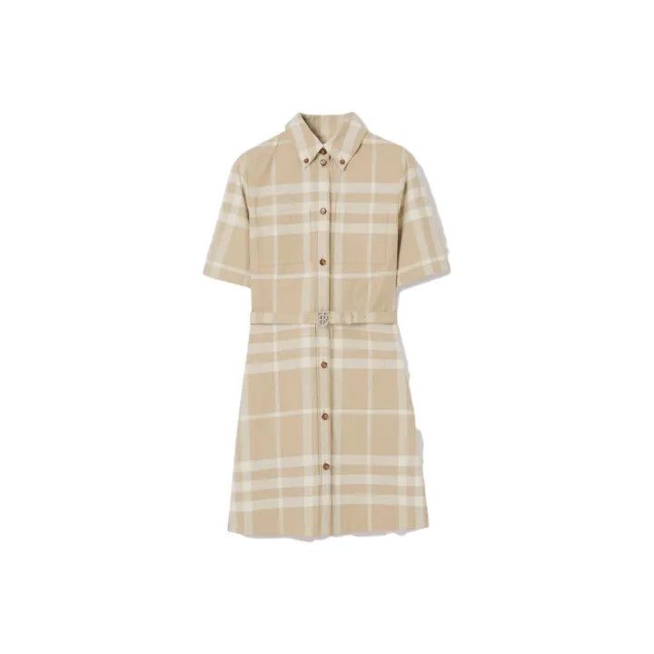 Burberry Burberry Check Shirt Dress in Soft Yellow Brown 0079 Size S / US 4 / IT 40 - 1 Thumbnail