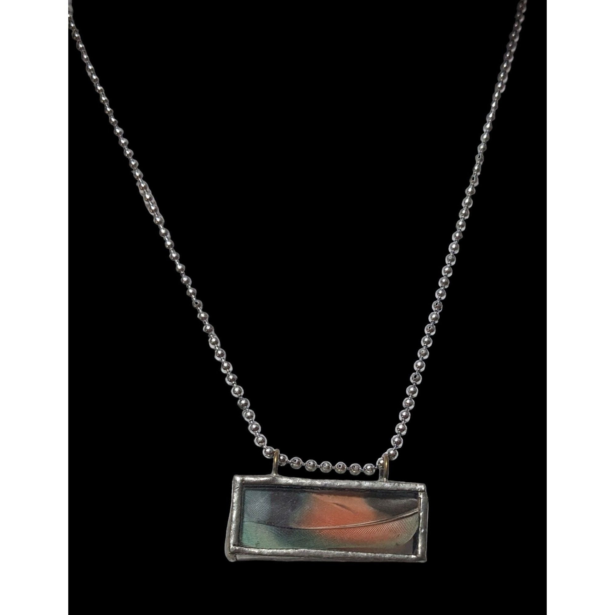 Other Glass Encased Bird Feather Pendant Necklace Size ONE SIZE - 1 Thumbnail