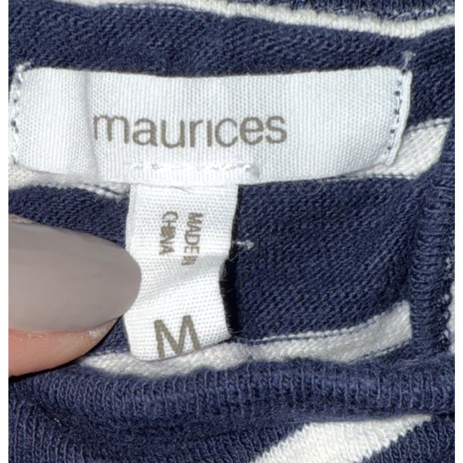 Vintage MAURICES Dress Sundress Striped Blue White M Medium Sleeveless Round Neck Midi Key Hole Back Accent Tie Front Women’s Size M / US 6-8 / IT 42-44 - 6 Thumbnail